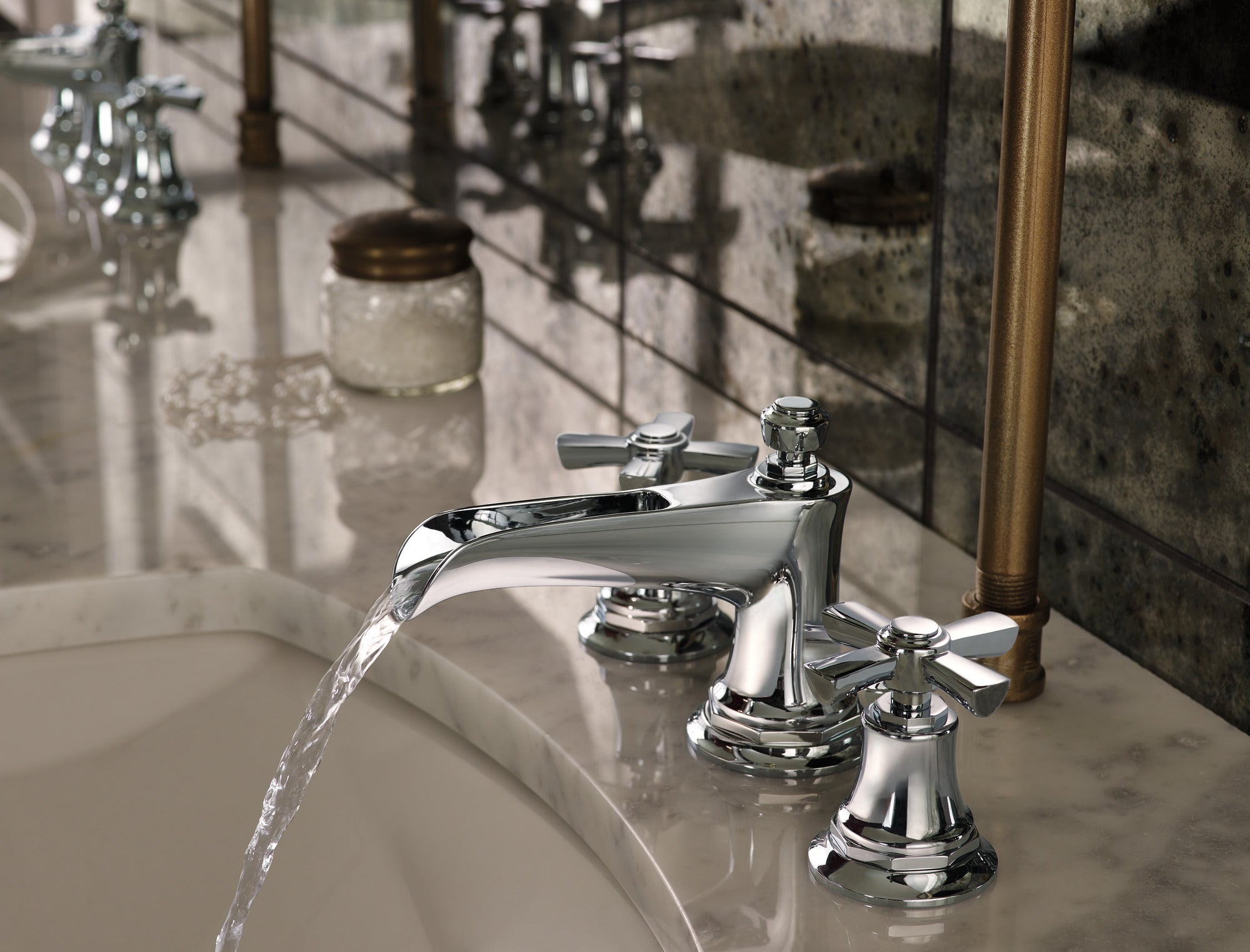 chrome lavatory faucet