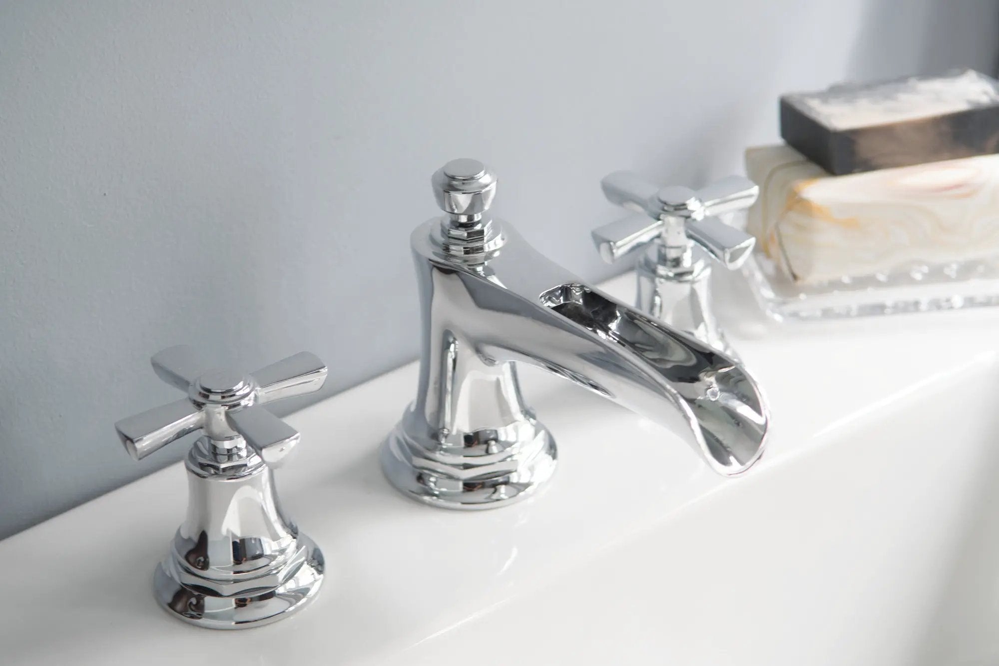 chrome lavatory faucet