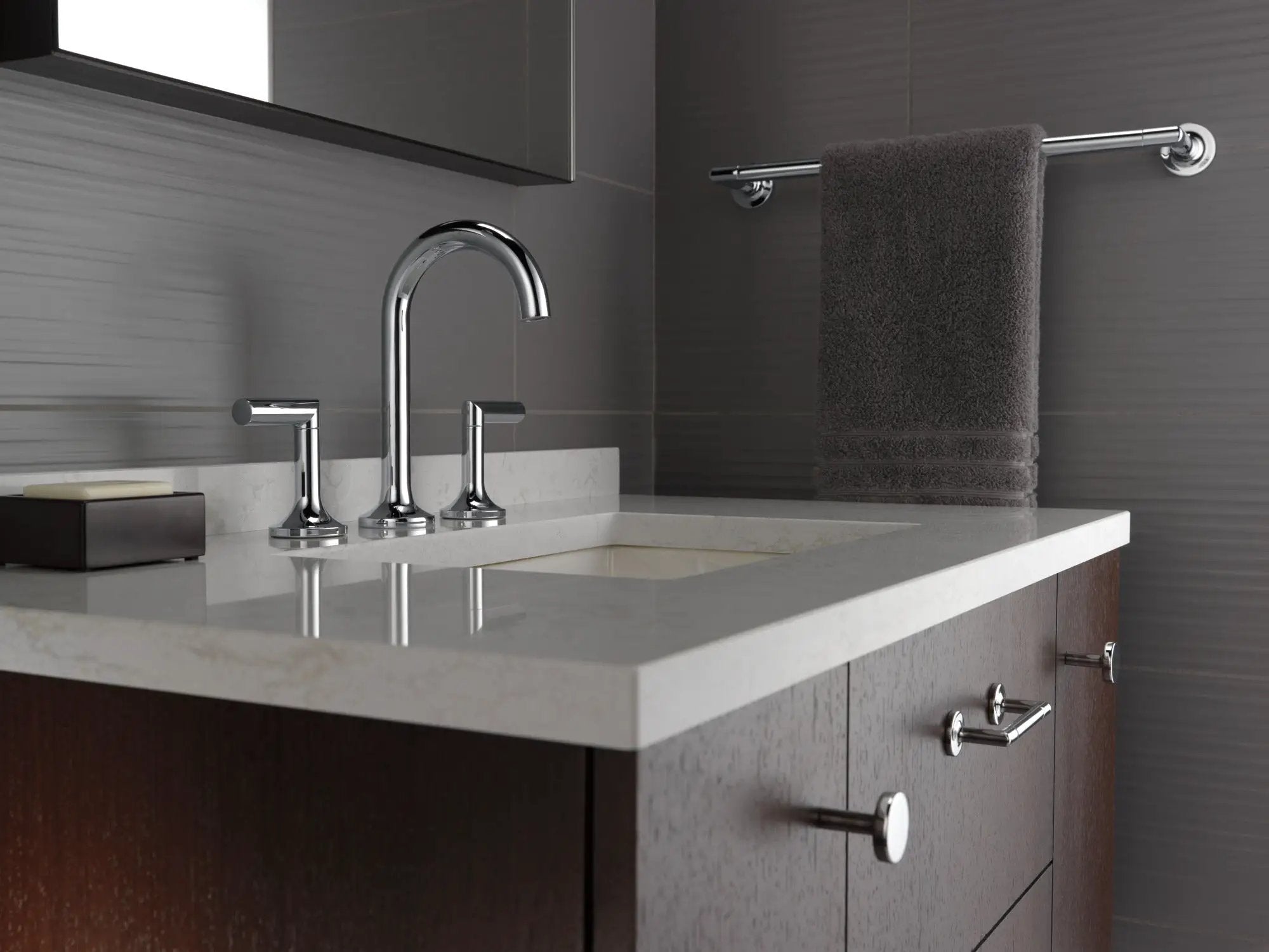 chrome lavatory faucet