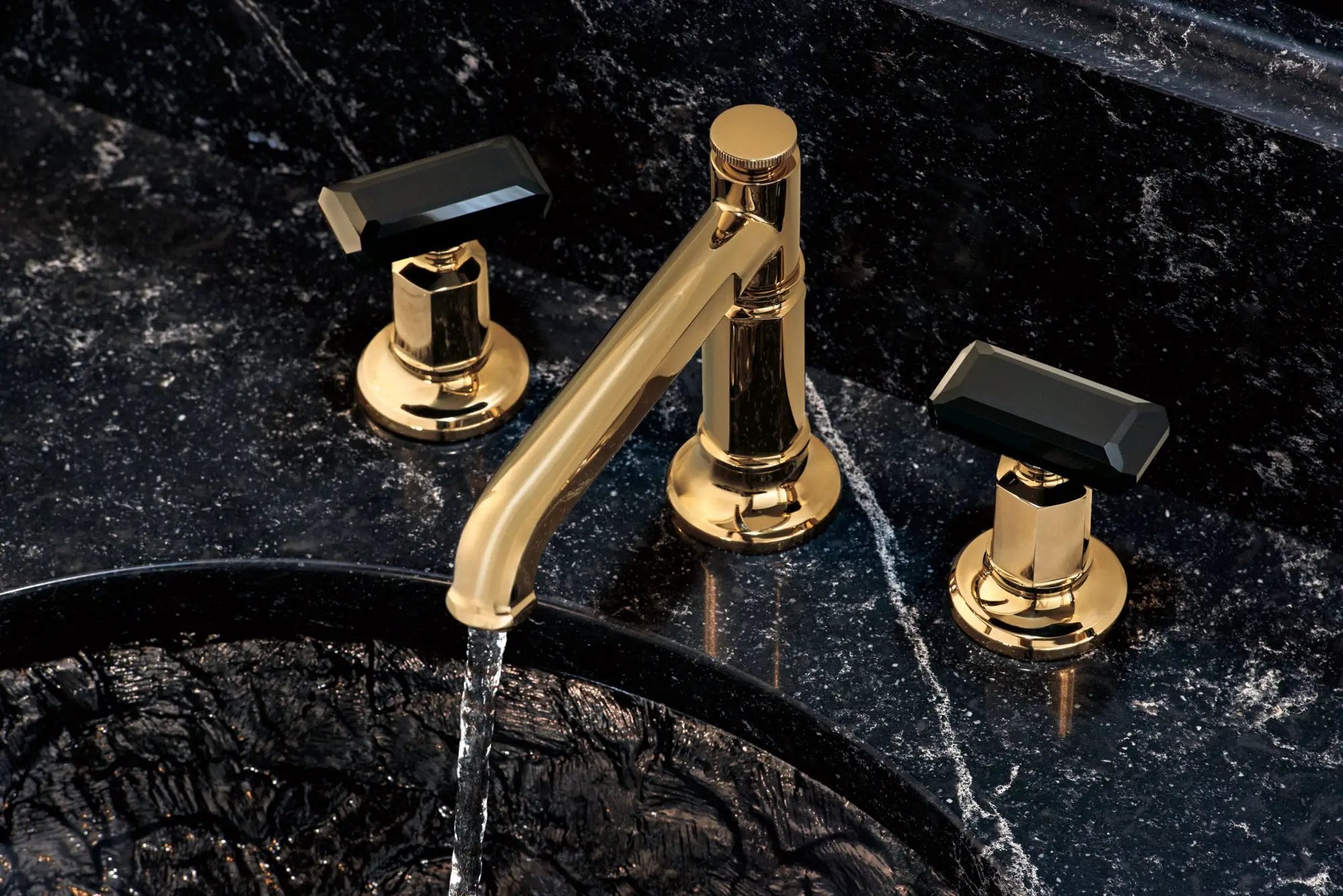 polished gold / black crystal handle kit
