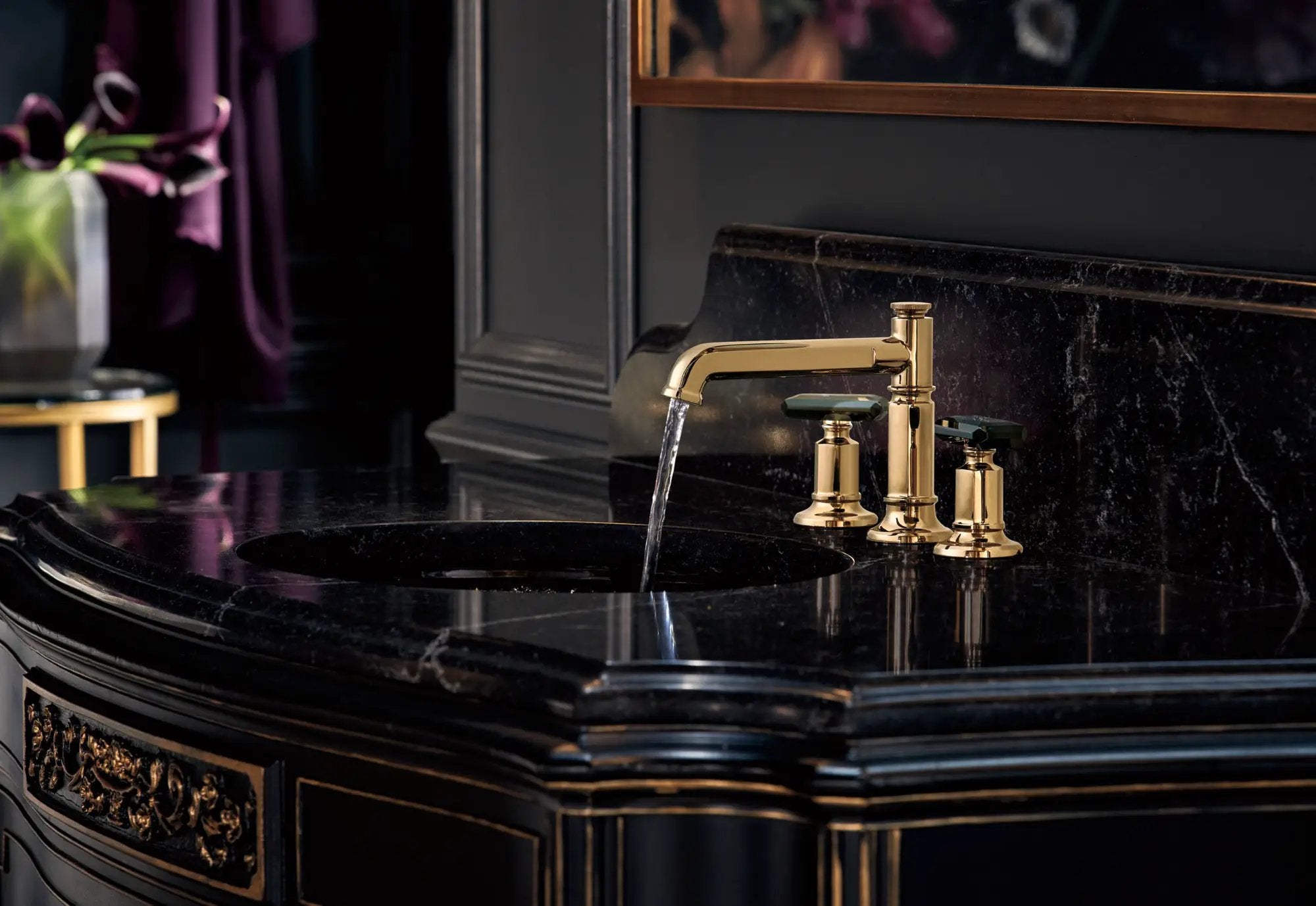 polished gold / black crystal handle kit