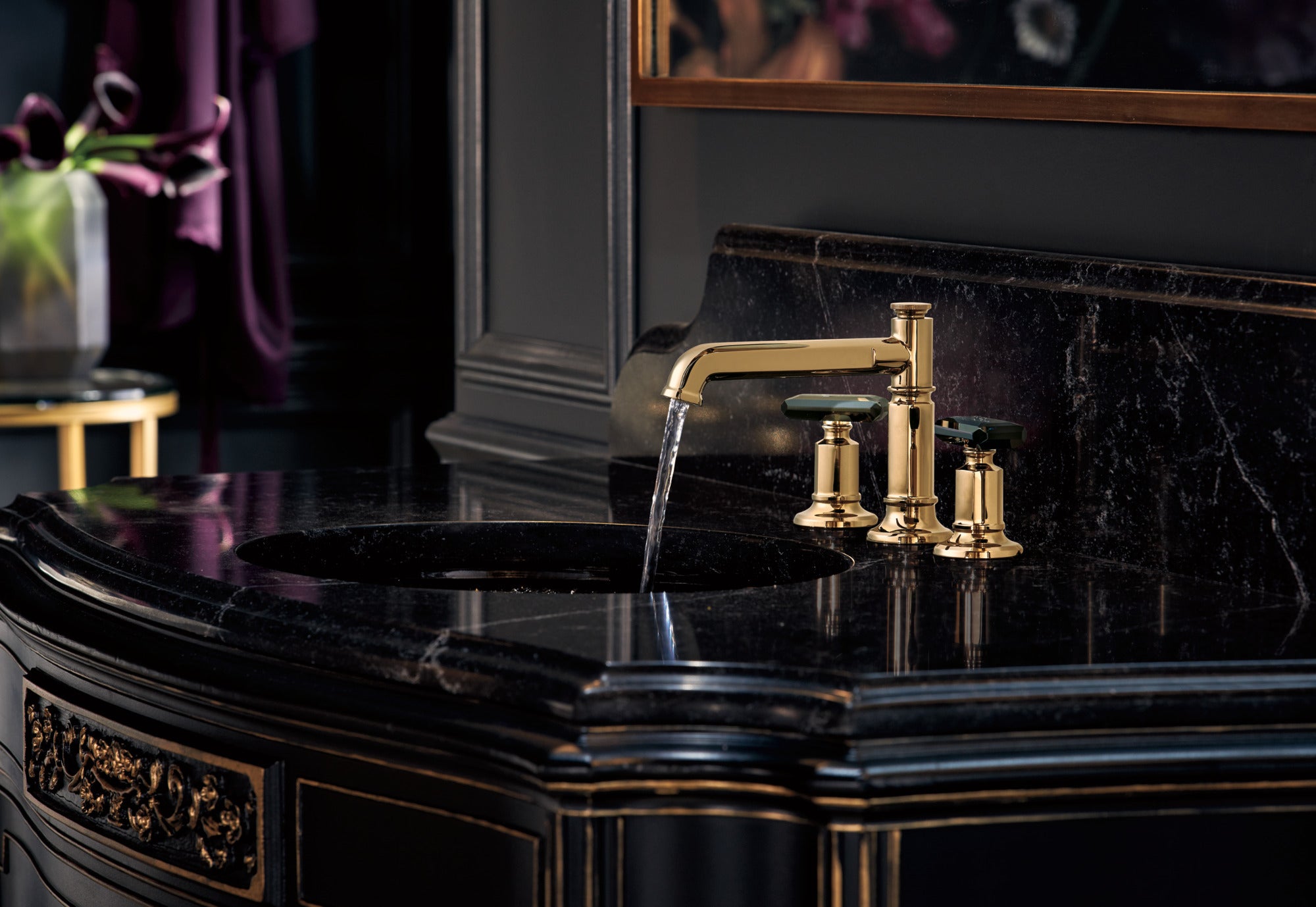 polished gold lavatory faucet