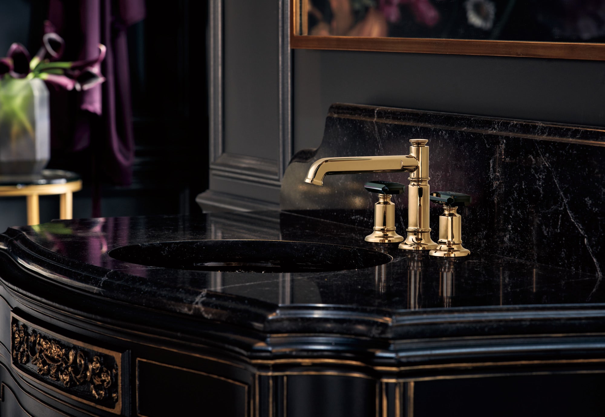 polished gold lavatory faucet