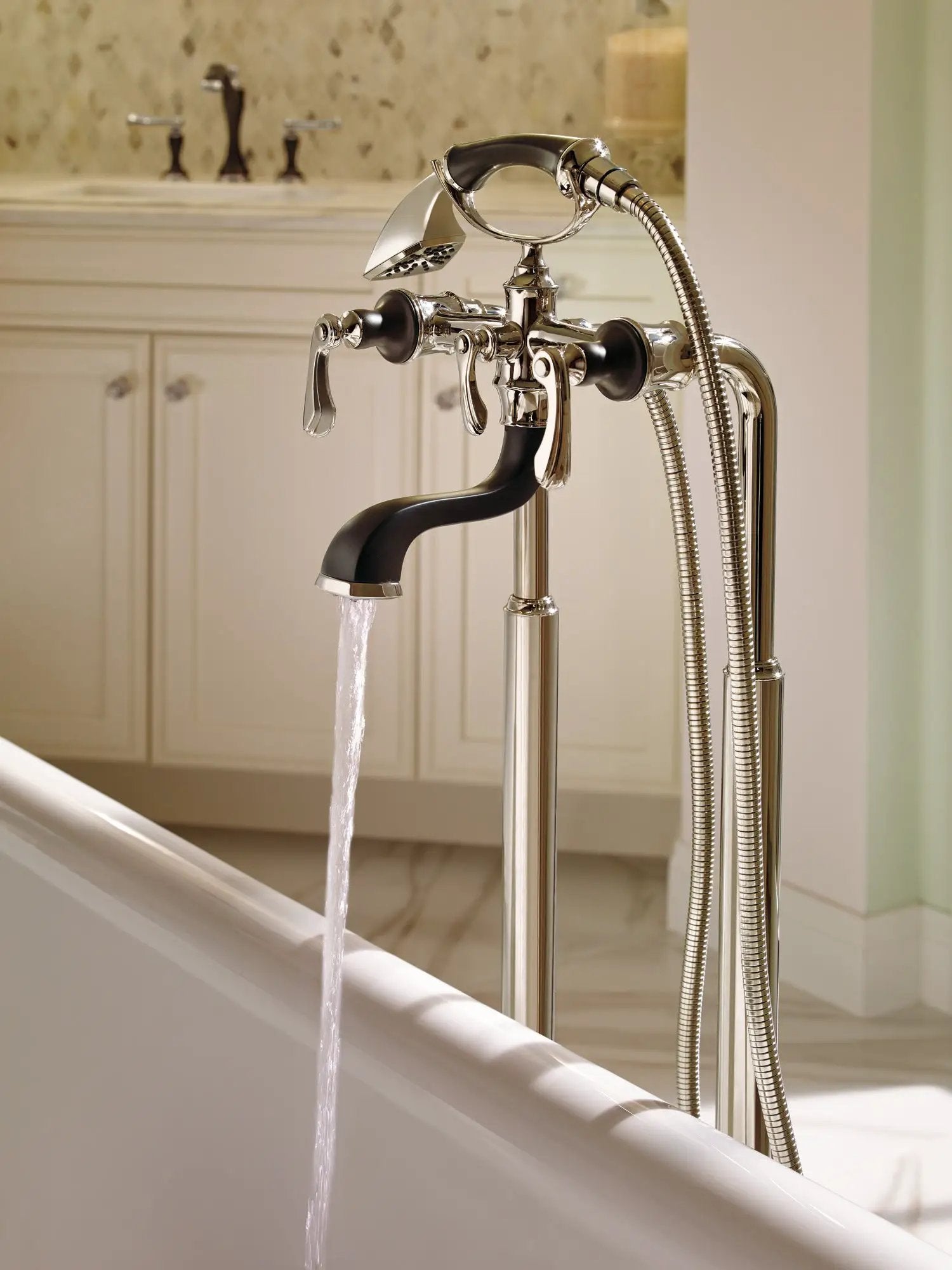 polished nickel tub filler risers