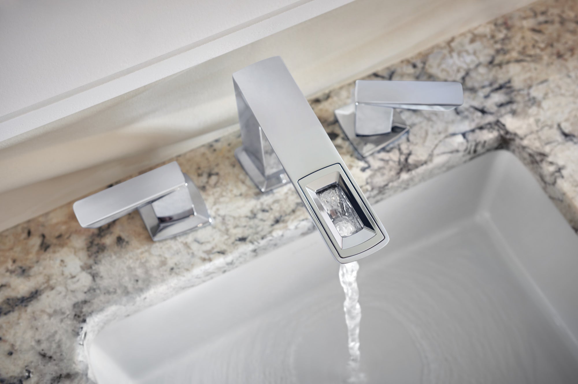 chrome lavatory faucet