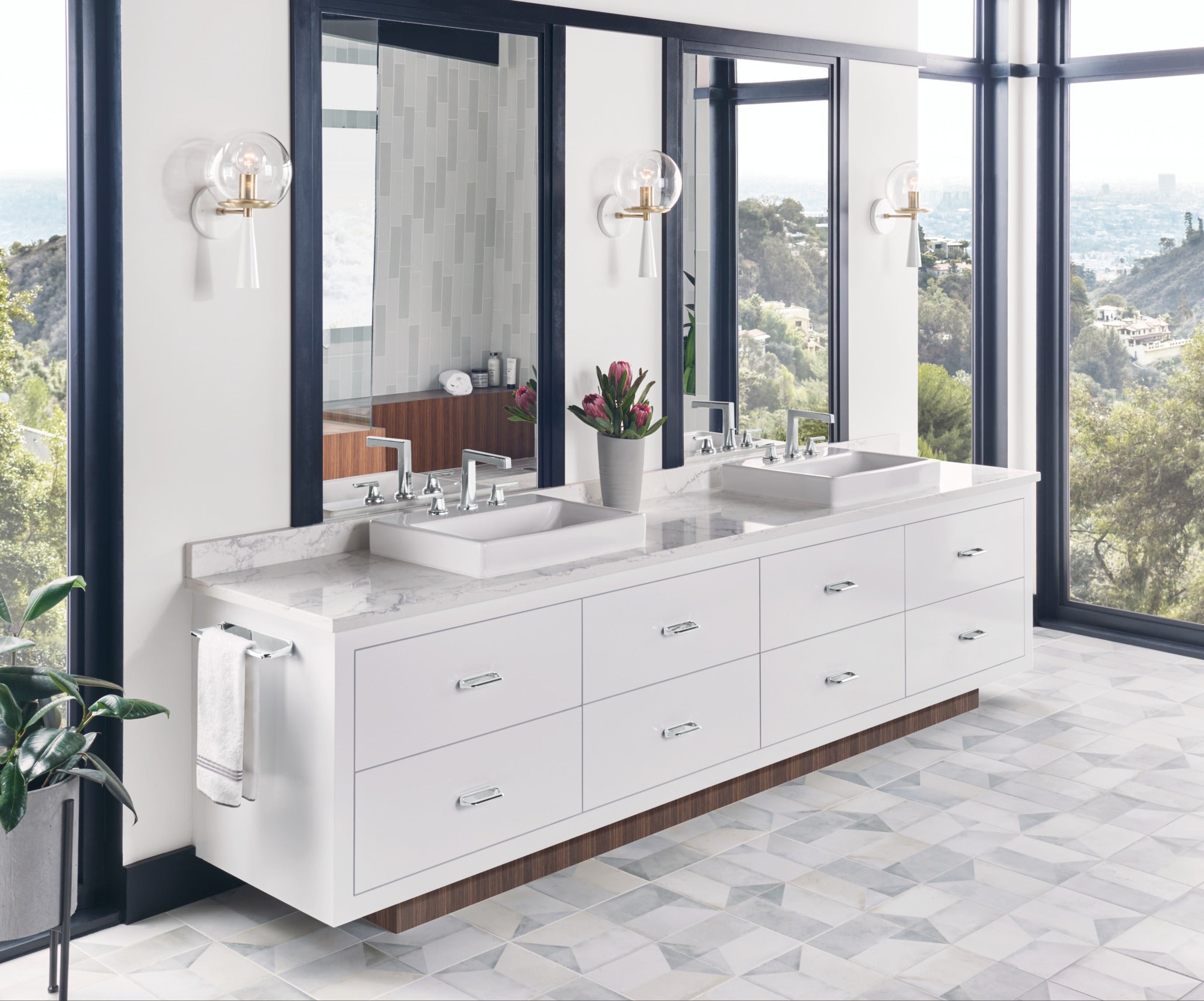 chrome lavatory faucet