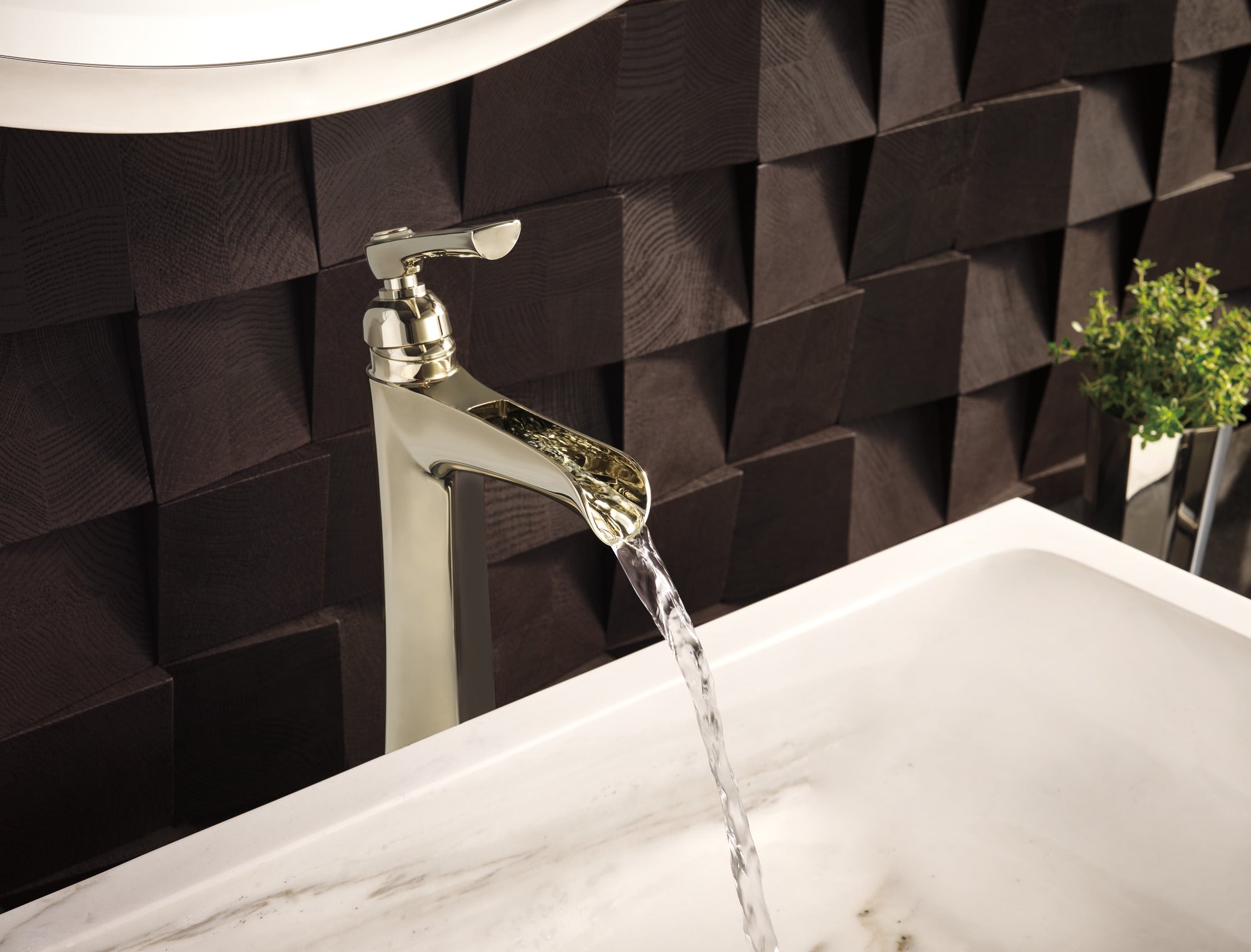 polished nickel lavatory faucet