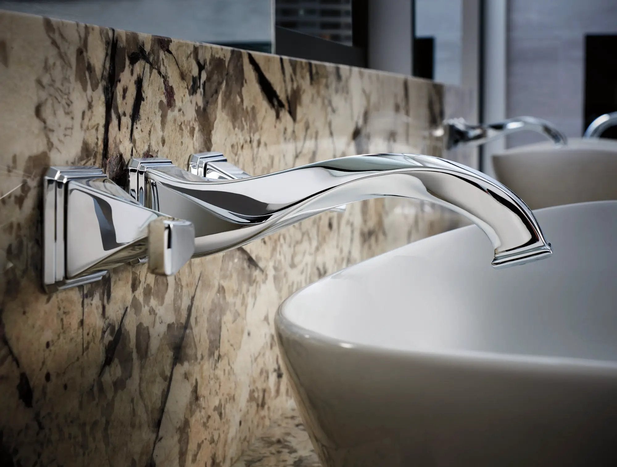 chrome lavatory faucet
