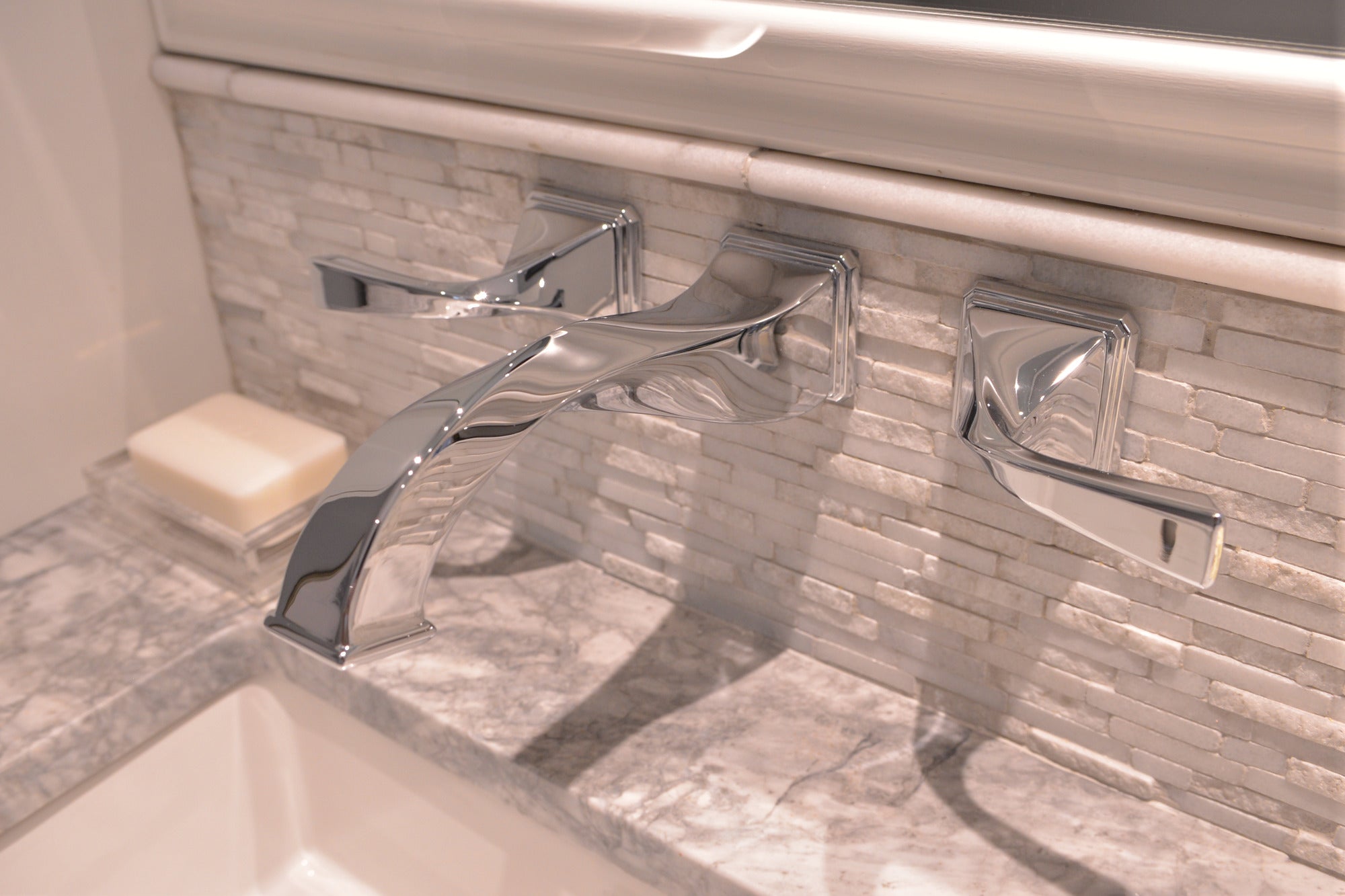 chrome lavatory faucet