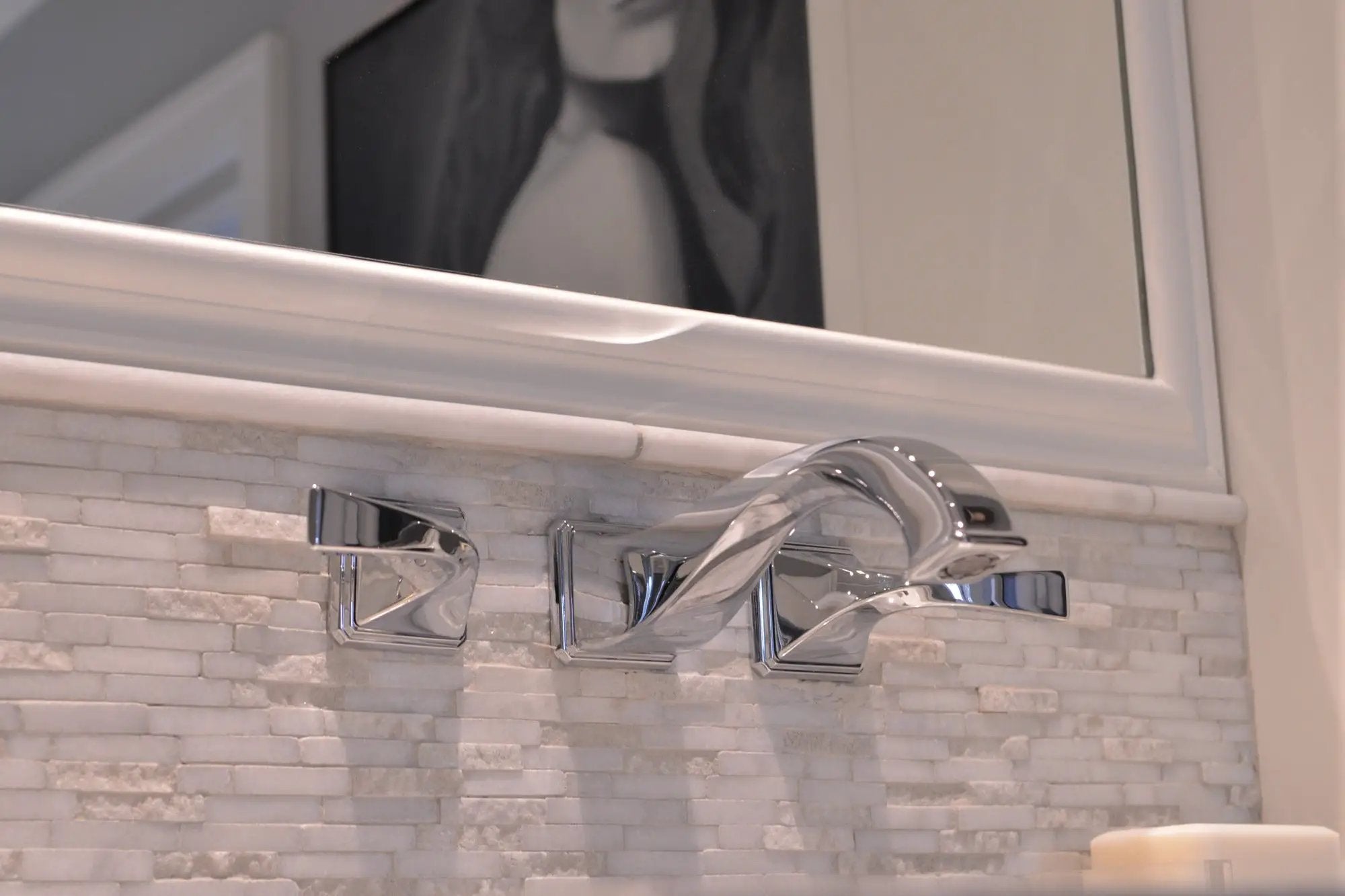 chrome lavatory faucet