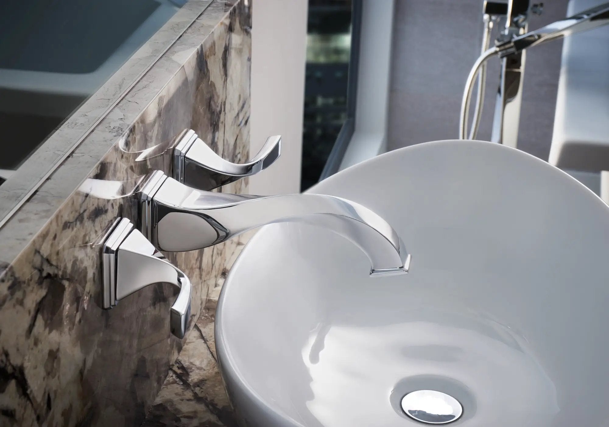 chrome lavatory faucet