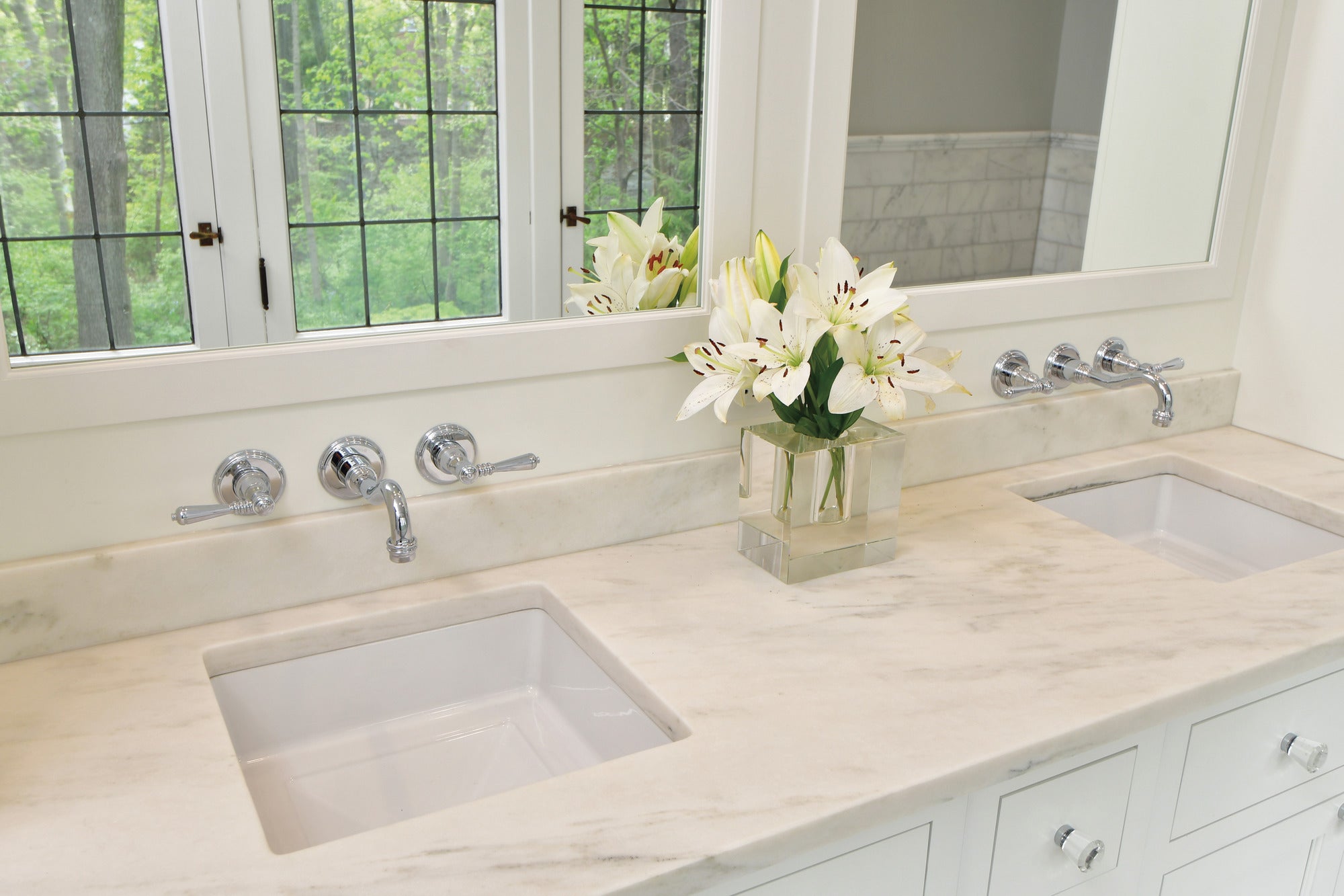 chrome lavatory faucet