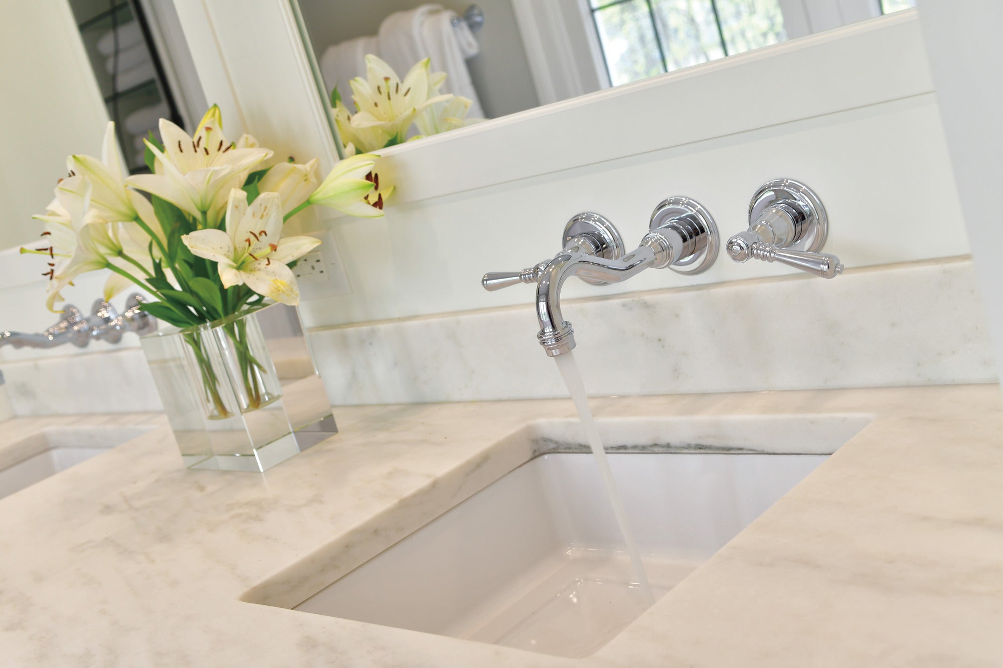 chrome lavatory faucet