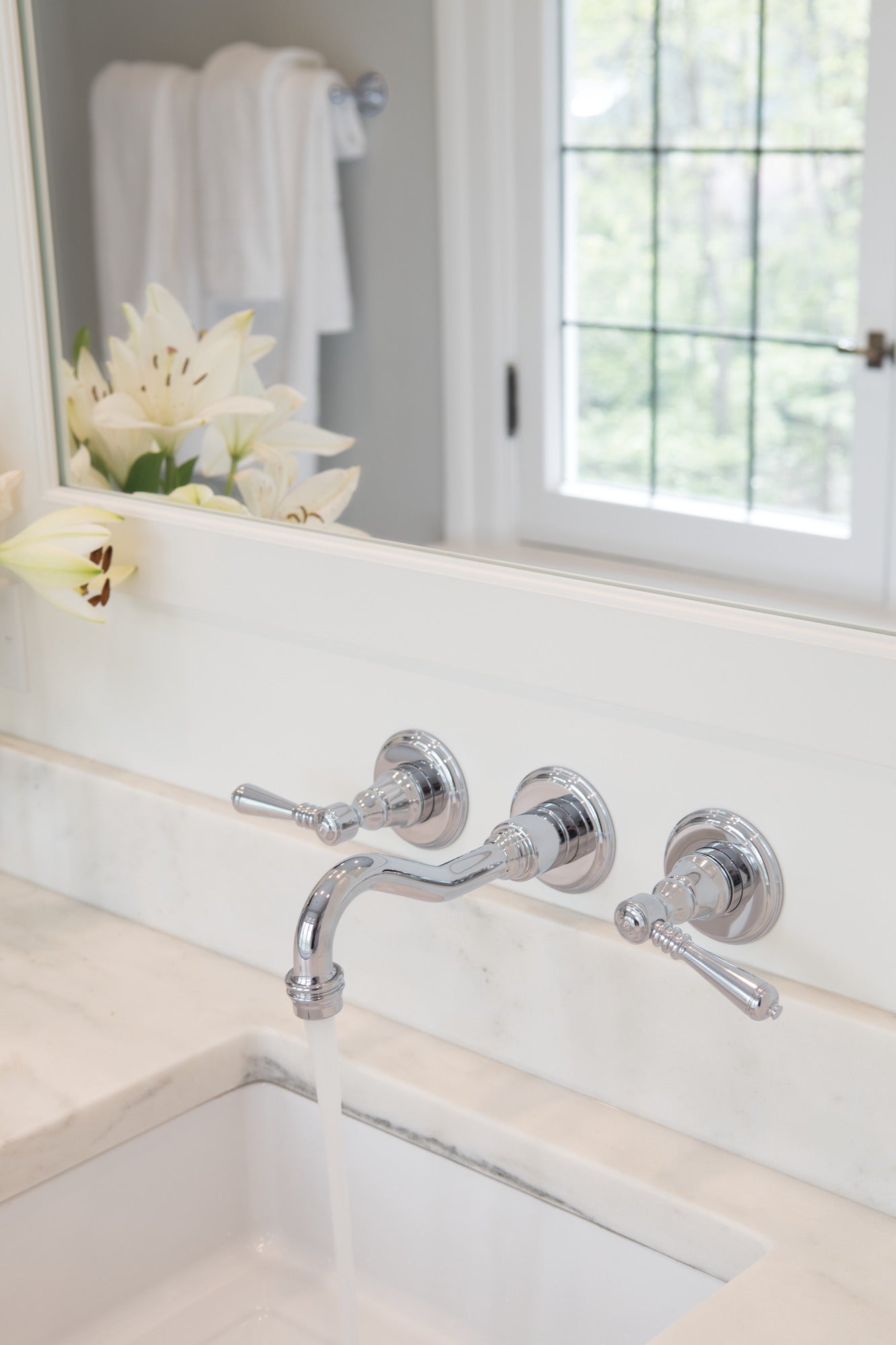 chrome lavatory faucet