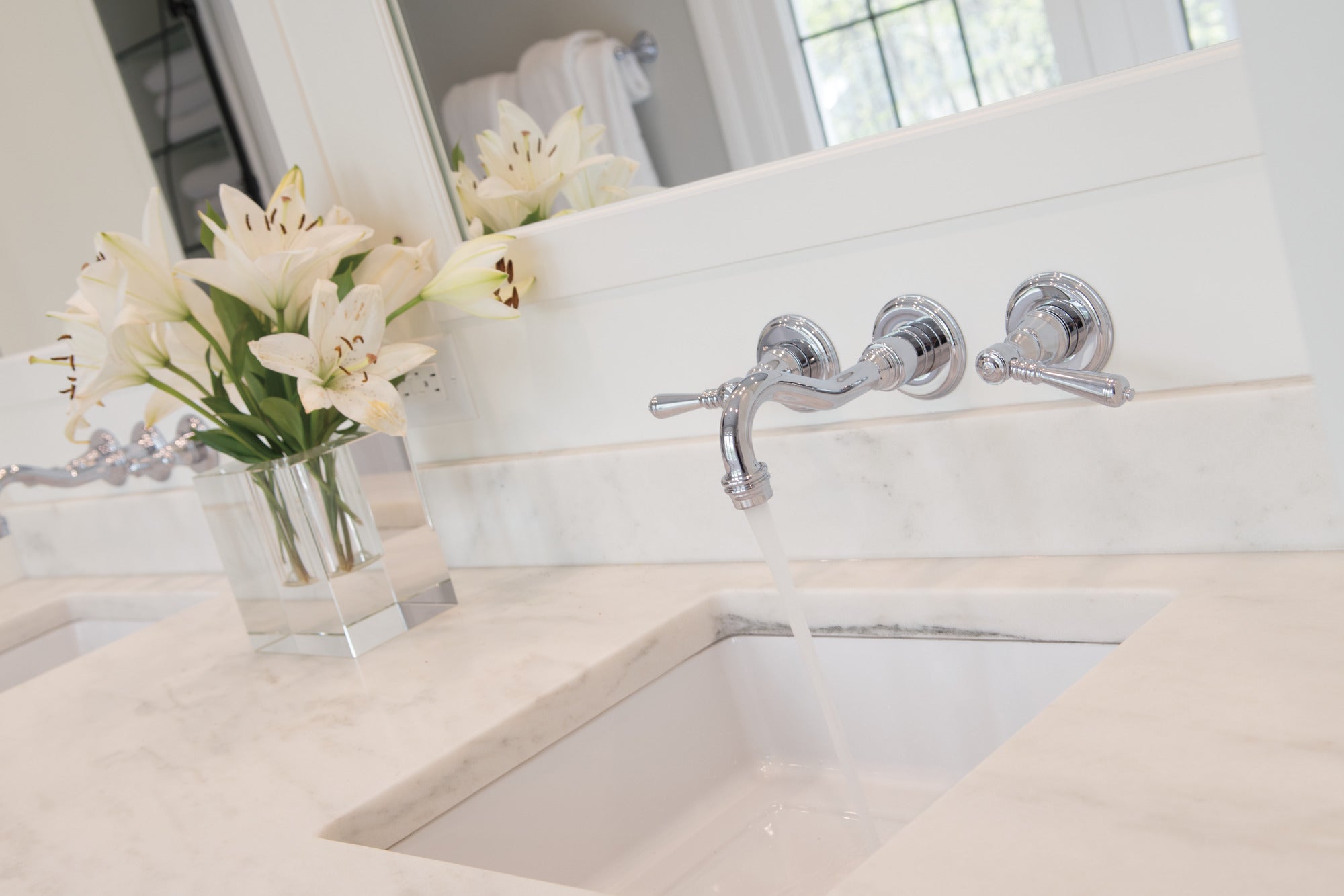 chrome lavatory faucet