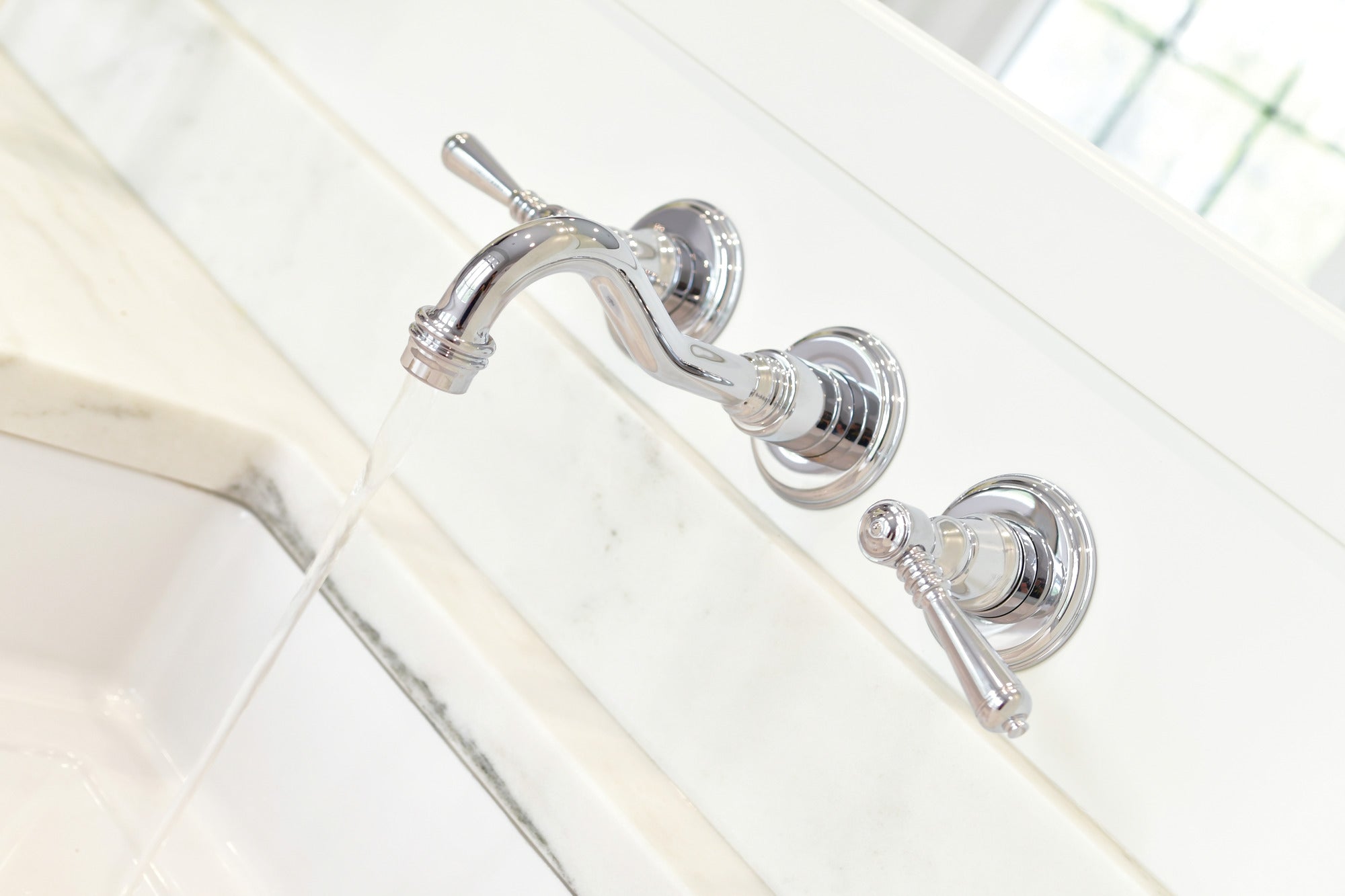 chrome lavatory faucet