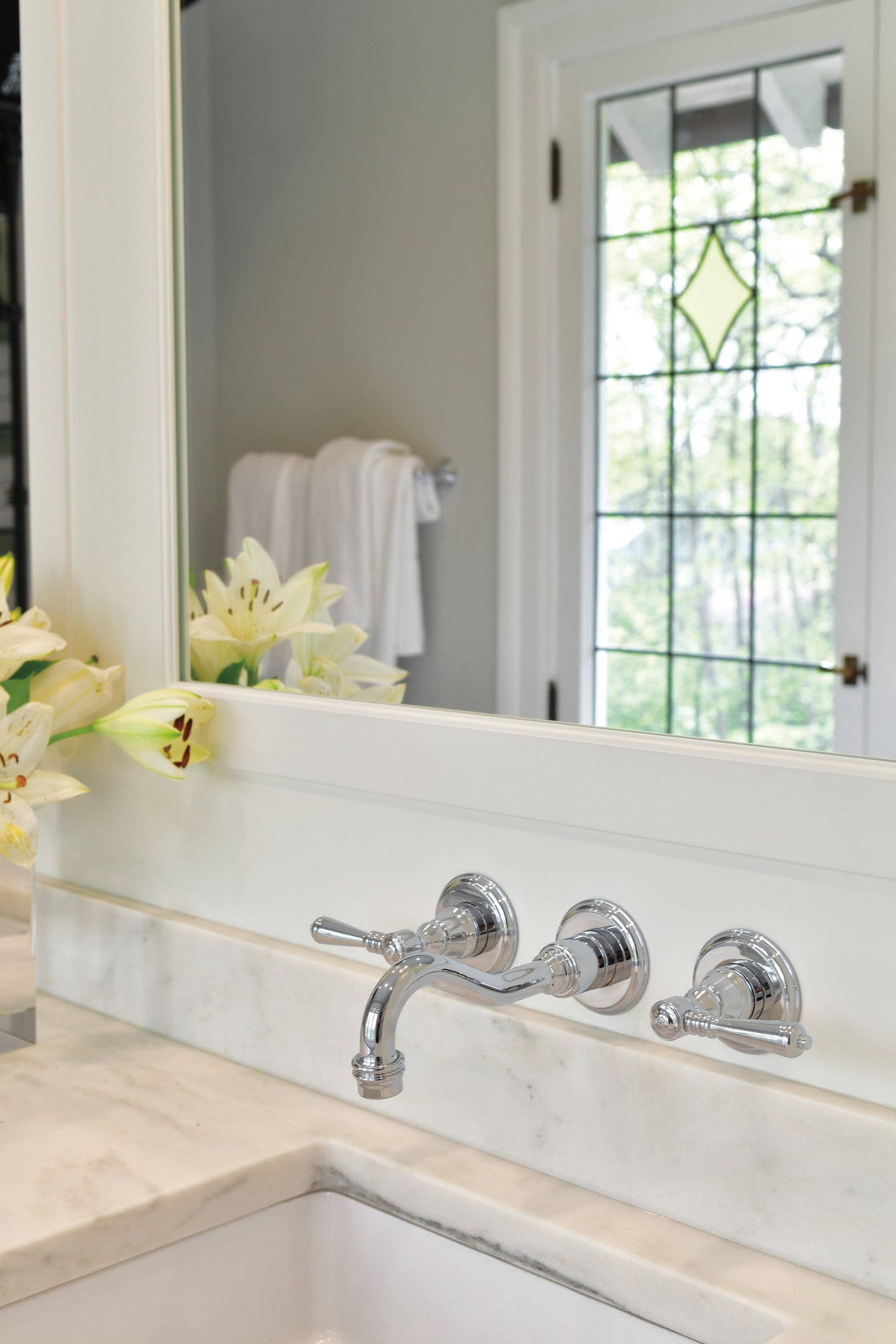 chrome lavatory faucet