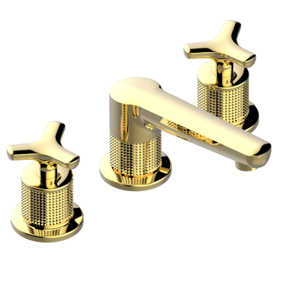 THG Paris System Diamond Metal Widespread Lavatory Set with Drain by THG Paris