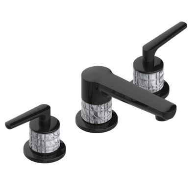 THG Paris System Howlite with Lever Handles Widespread Lavatory Set with Drain