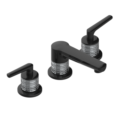 THG Paris System Crystal with Lever Handles Widespread Lavatory Set with Drain