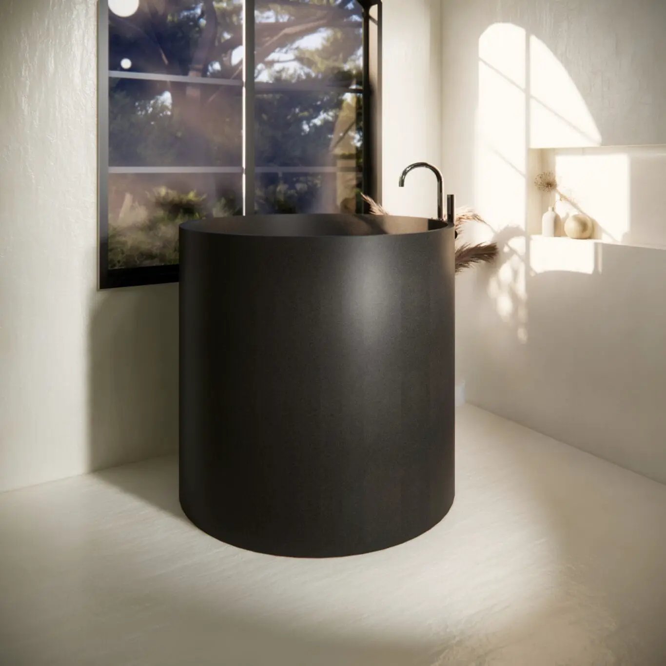 Balux Saka Concrete Freestanding Bathtub by Balux