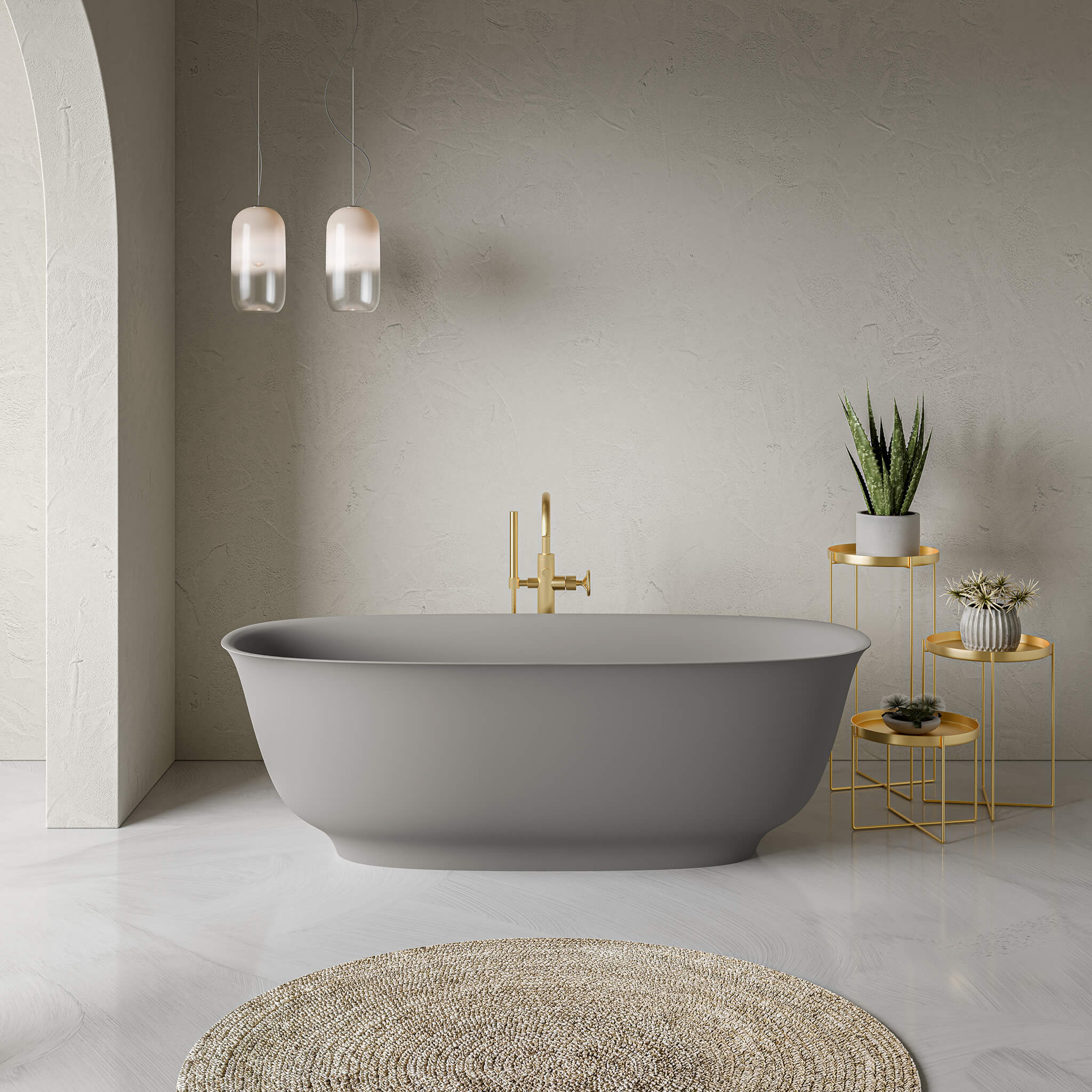 grey matte interior/ grey matte exterior bathtub