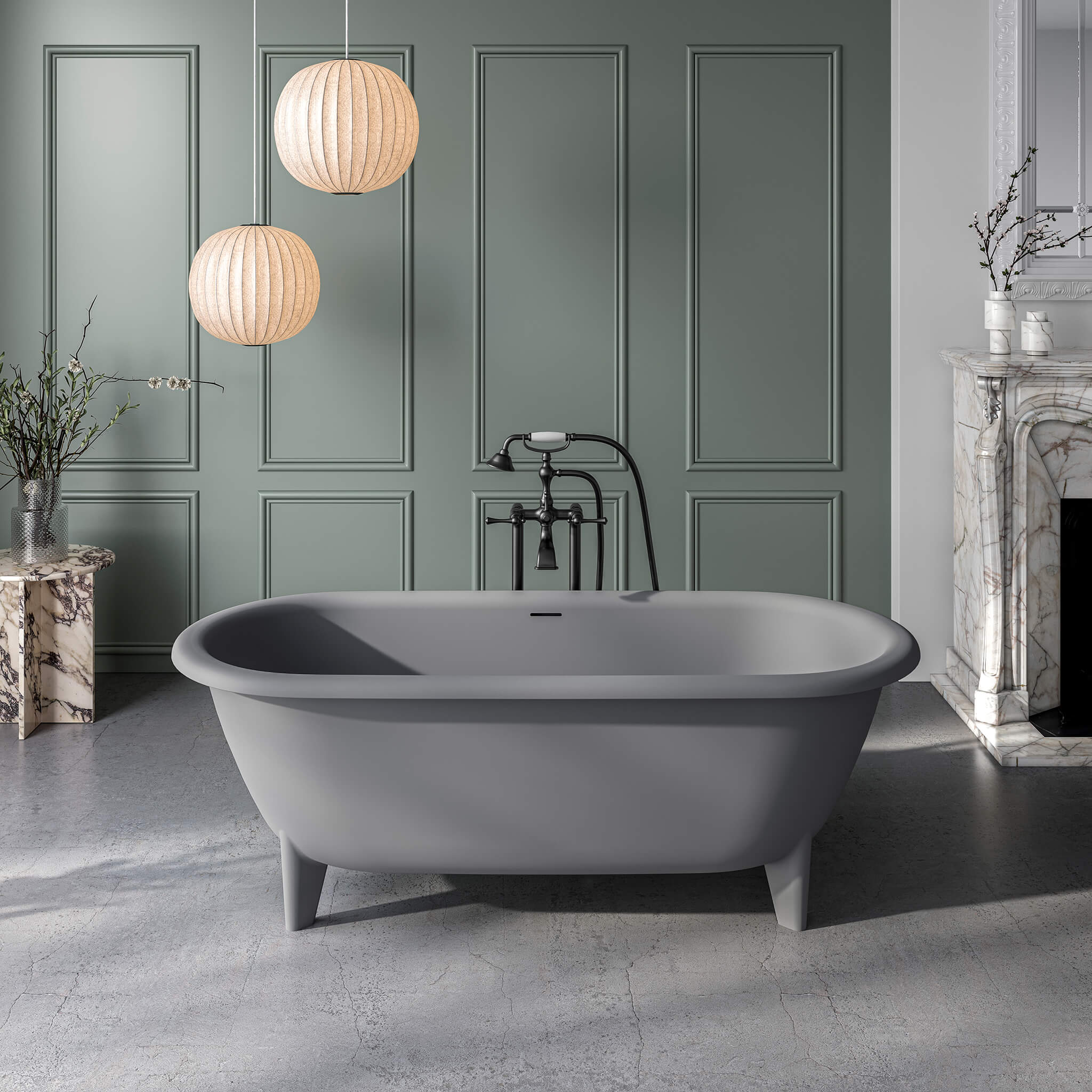 grey matte interior/ grey matte exterior bathtub