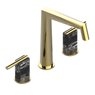 THG Paris Montaigne with Lever Handles, Grand Antique Marble Widespread Lavatory Set with Drain by THG Paris