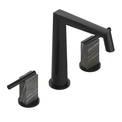 THG Paris Montaigne Leonardo Grey Marble with Lever Handles Widespread Lavatory Set with Drain