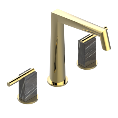 THG Paris Montaigne Leonardo Grey Marble with Lever Handles Widespread Lavatory Set with Drain