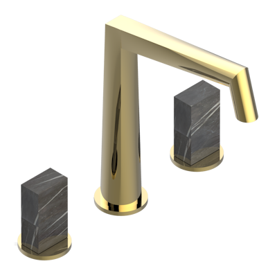 THG Paris Montaigne Leonardo Grey Marble Widespread Lavatory Set with Drain by THG Paris
