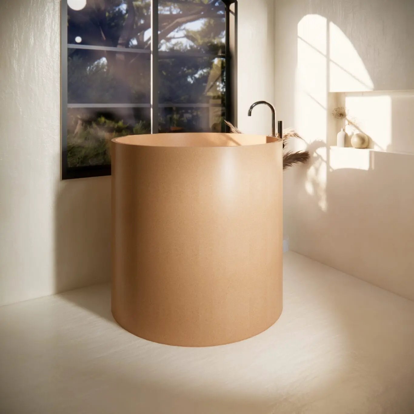 Balux Saka Concrete Freestanding Bathtub by Balux