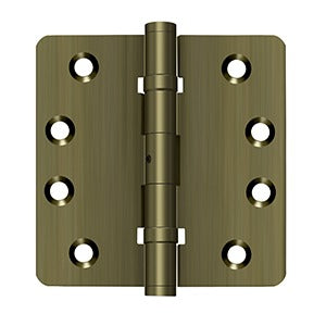 Deltana 4" x 4" x 1/4" Radius Hinges, Ball Bearings, NRP, Solid Brass