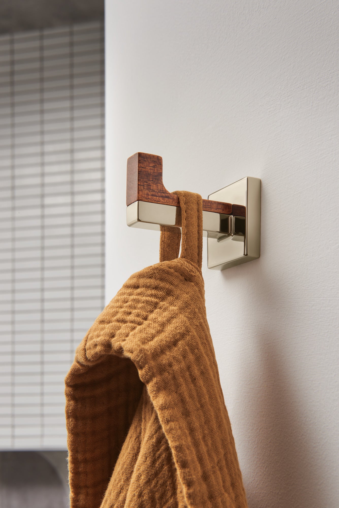 polished nickel wood robe hook