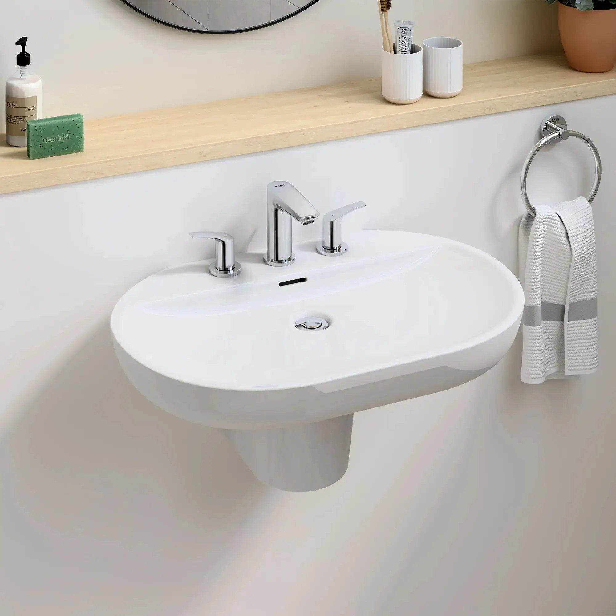 chrome bathroom faucet