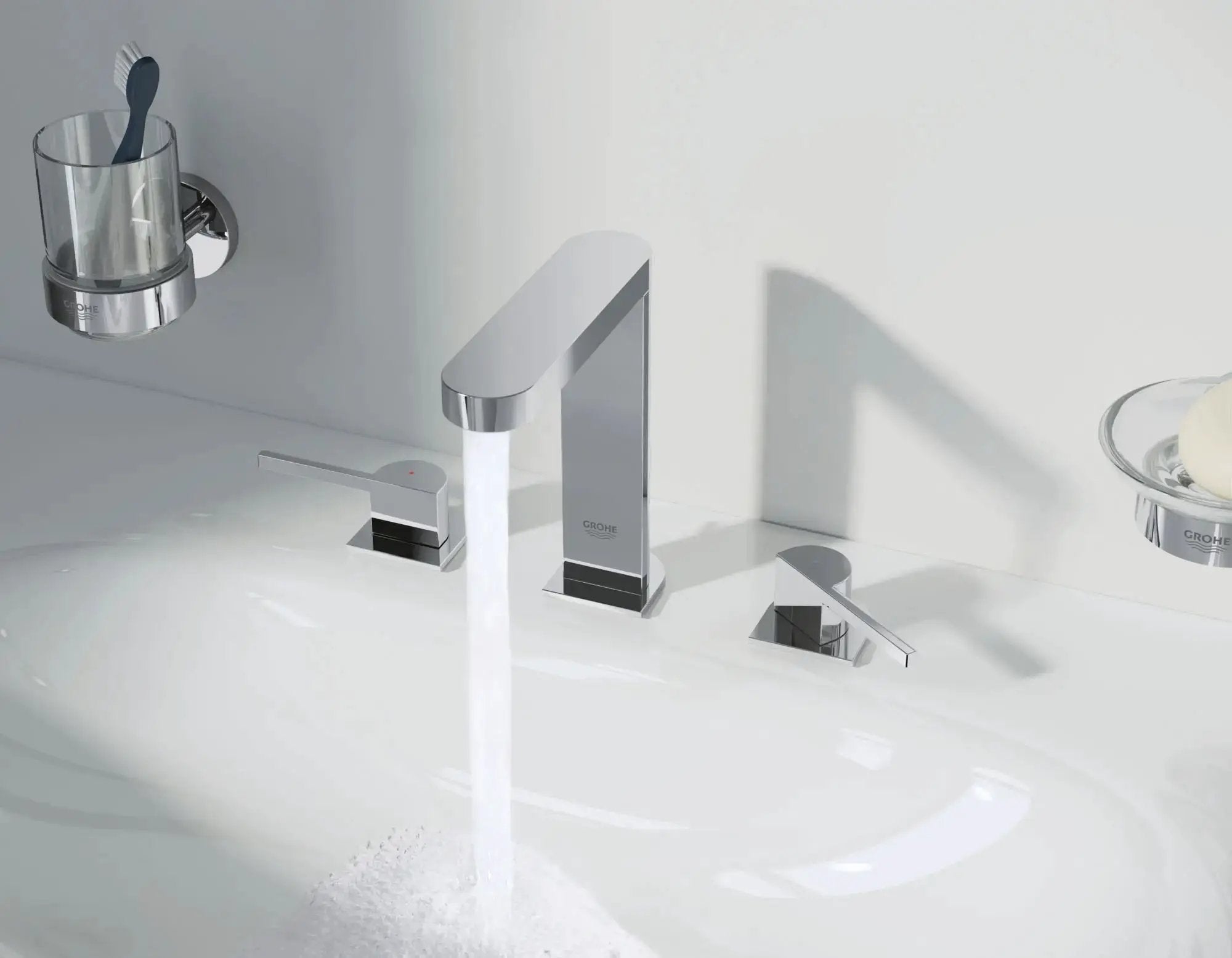 chrome bathroom faucet