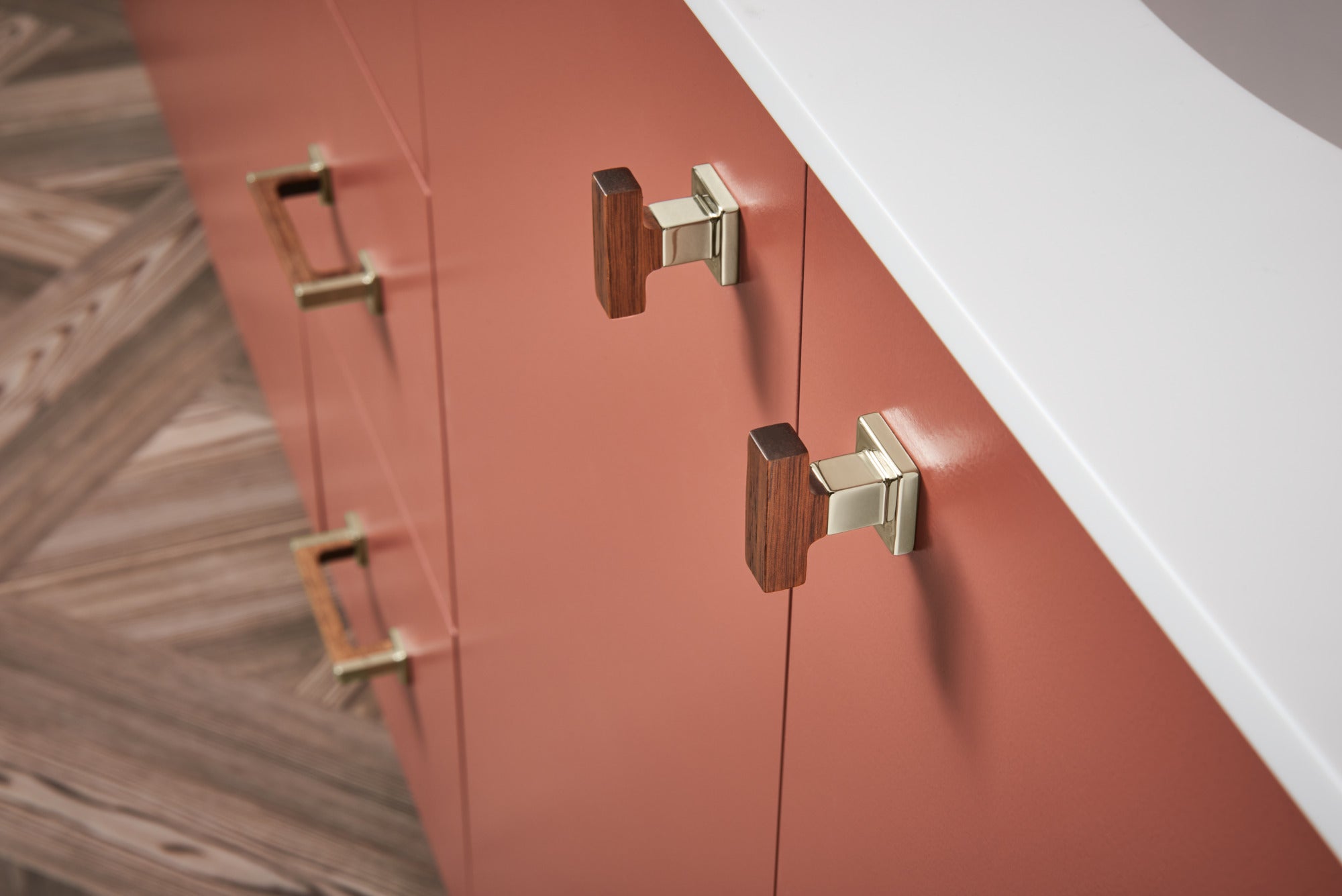 polished nickel wood drawer knob