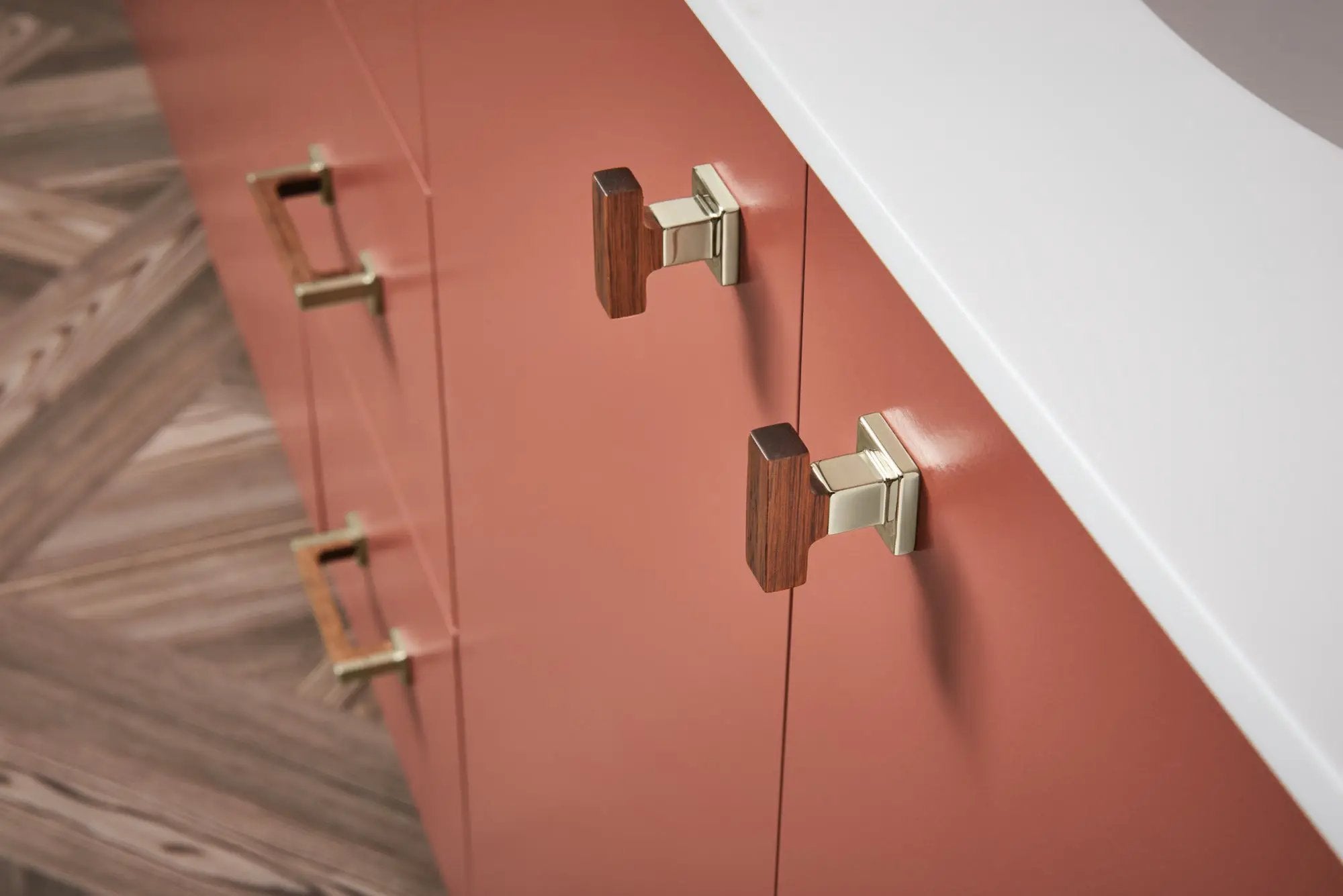 polished nickel wood drawer knob
