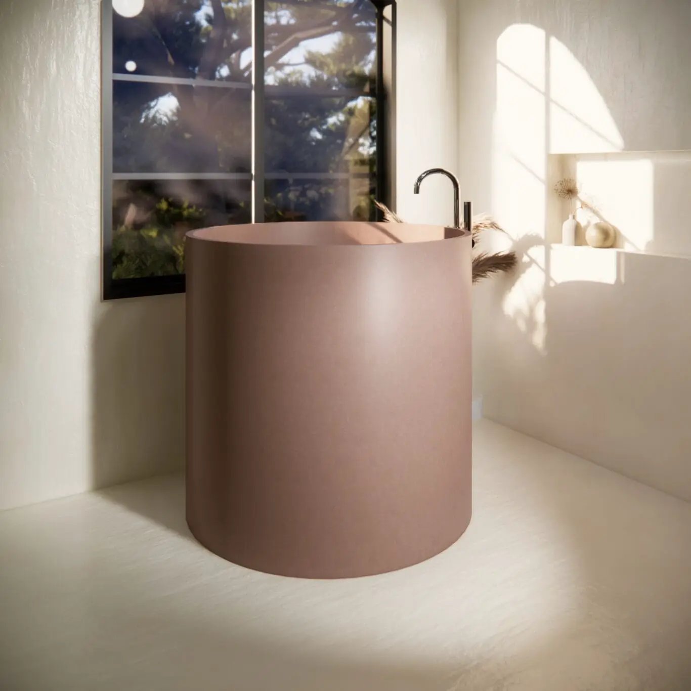 Balux Saka Concrete Freestanding Bathtub by Balux