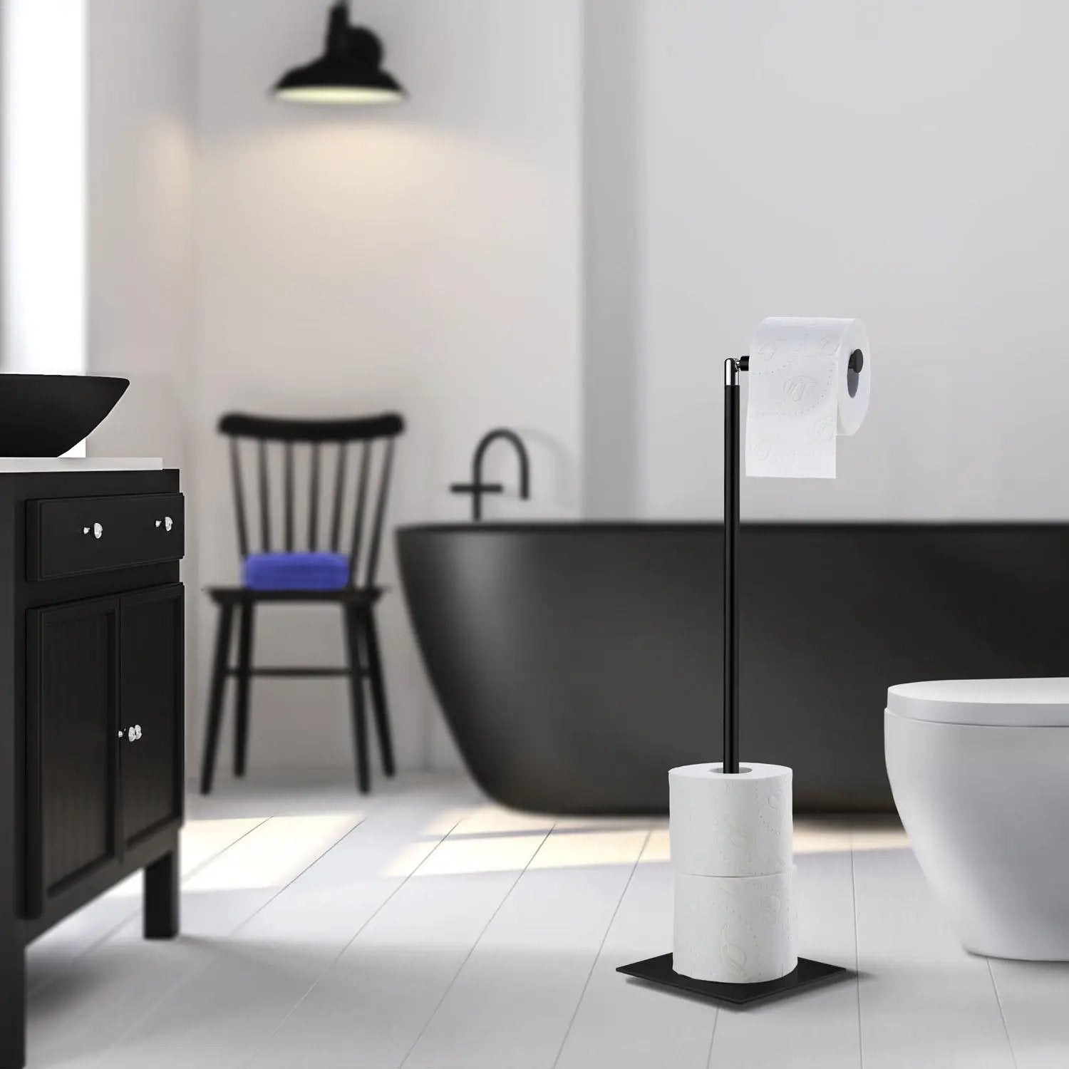 black toilet roll holder