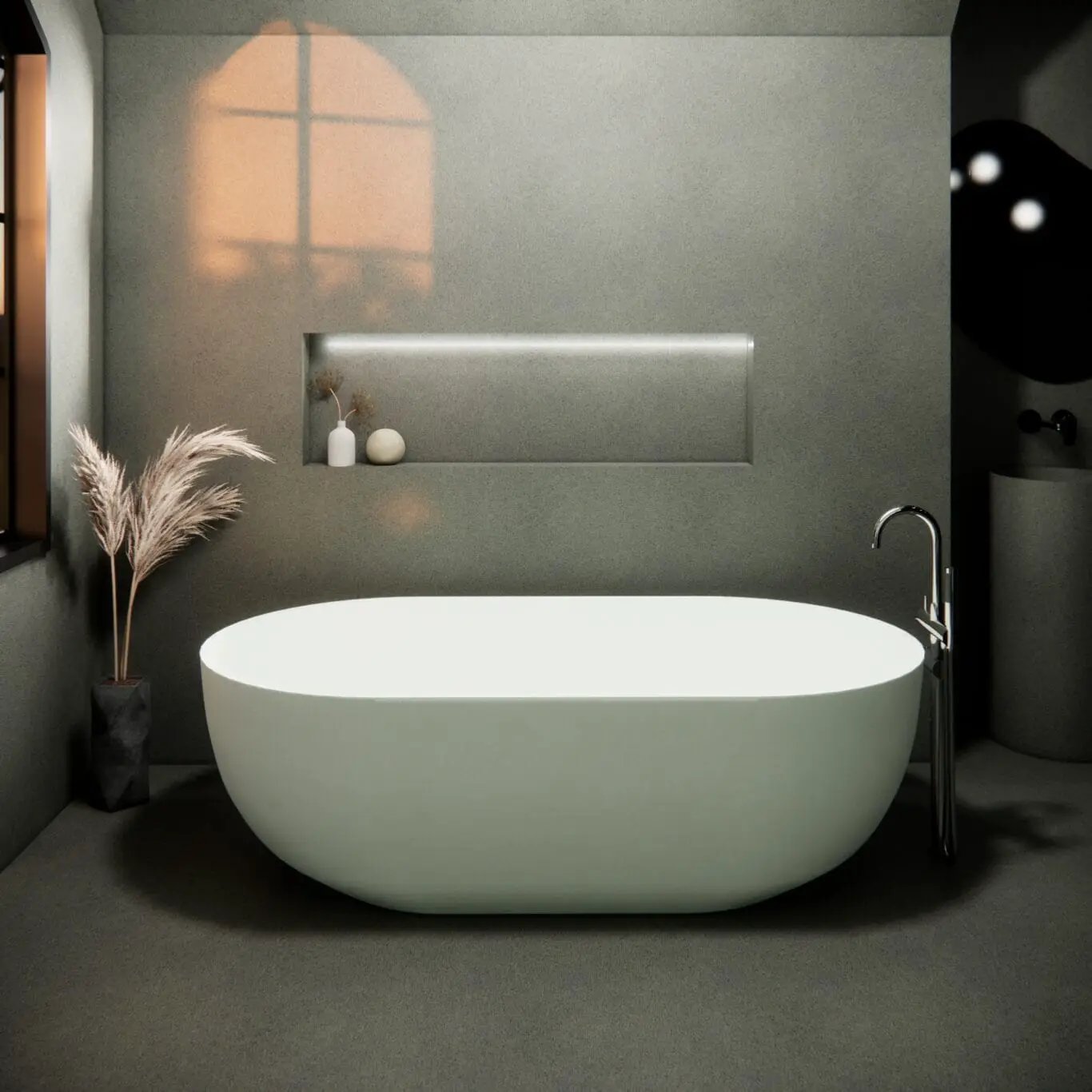Balux Ola 72 Oval Concrete Freestanding Bathtub by Balux
