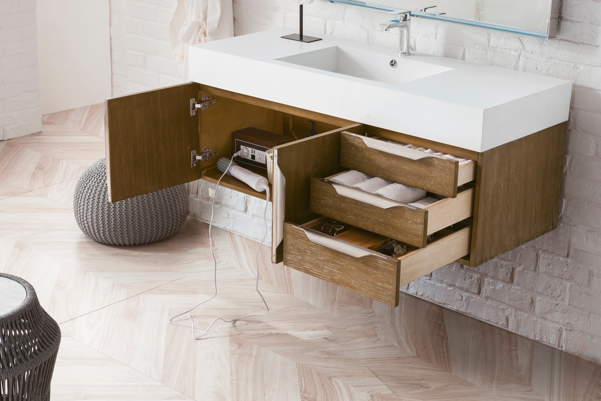 latte oak vanity