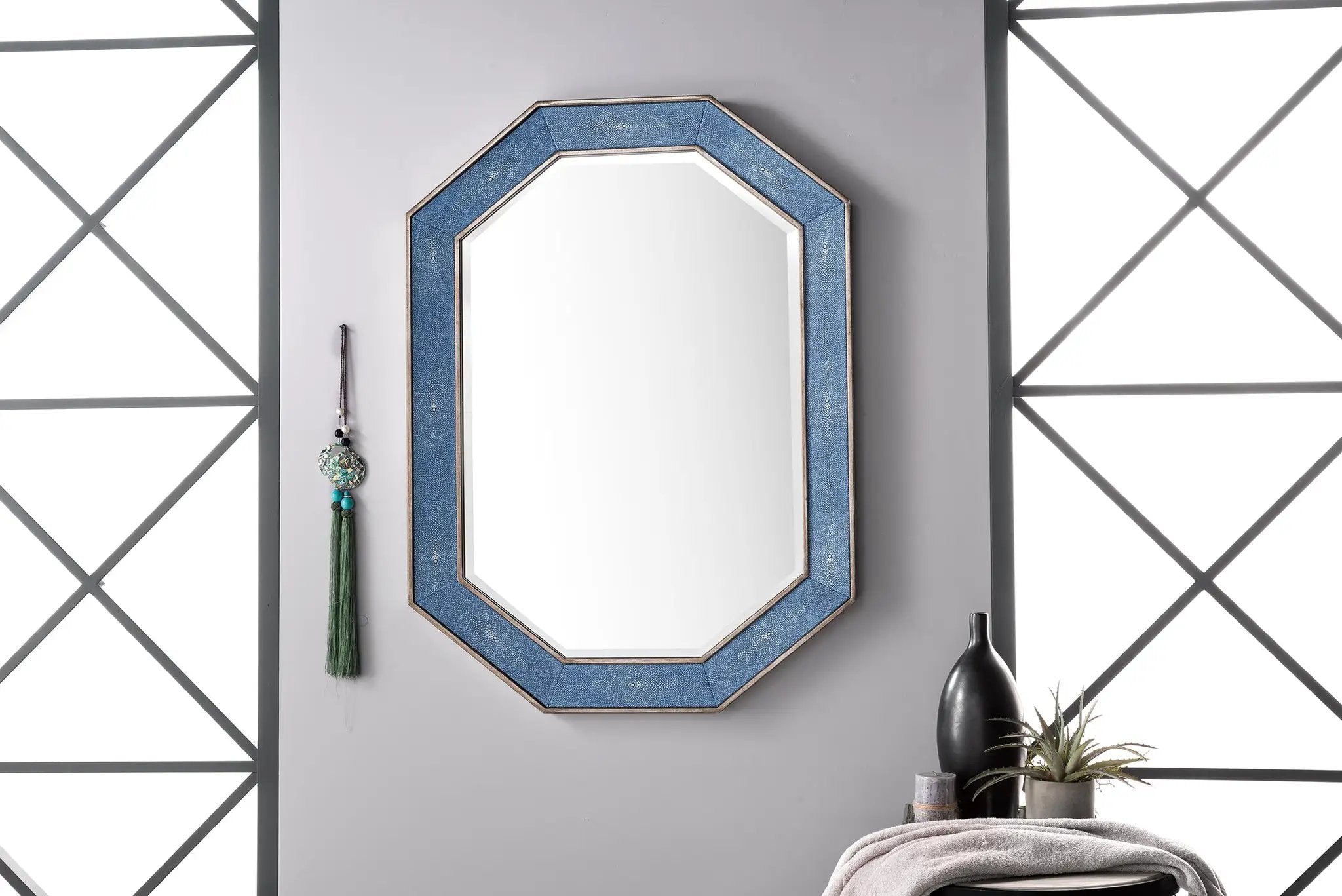 silver with delft blue mirror