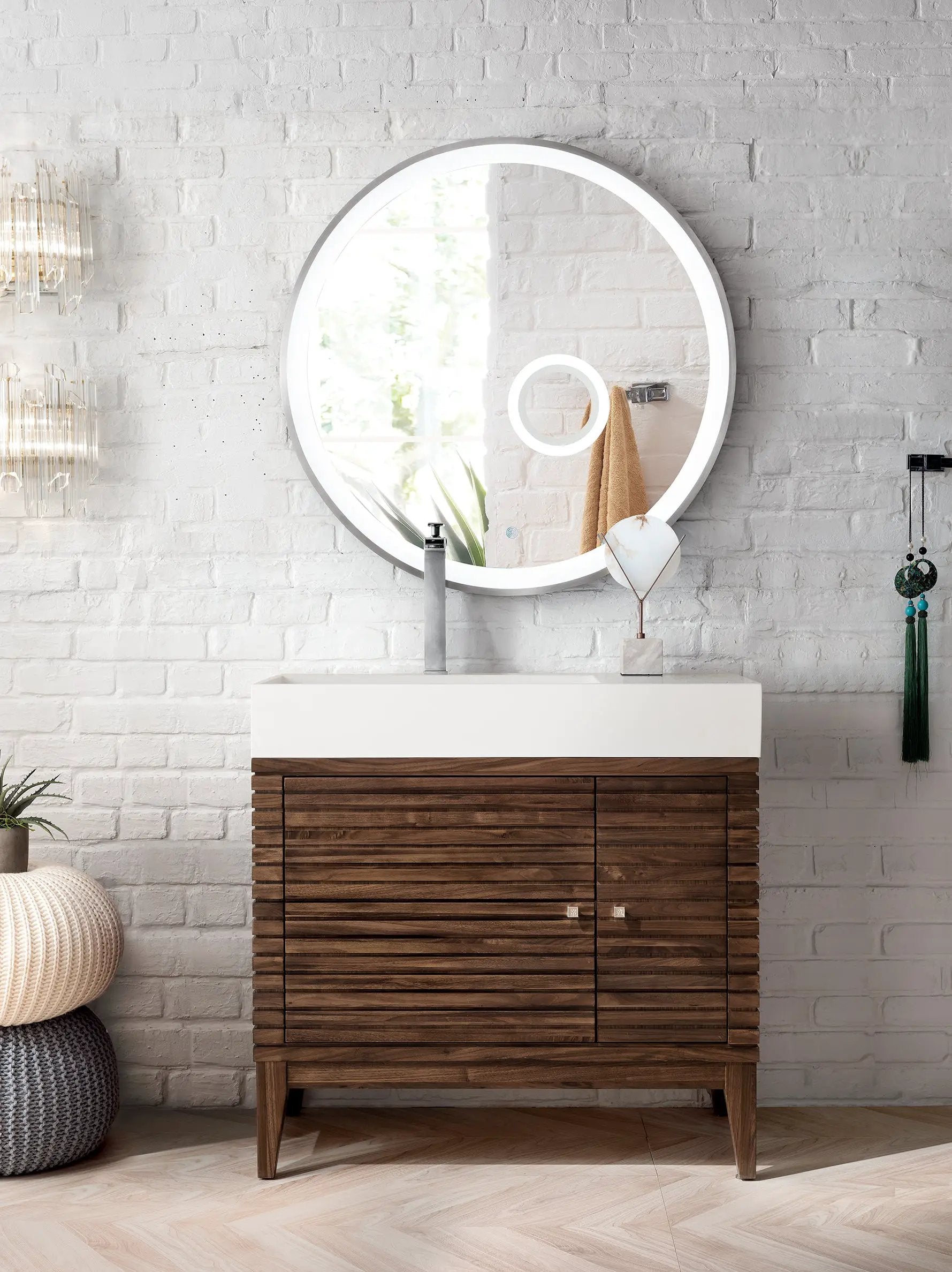 mid-century walnut vanity