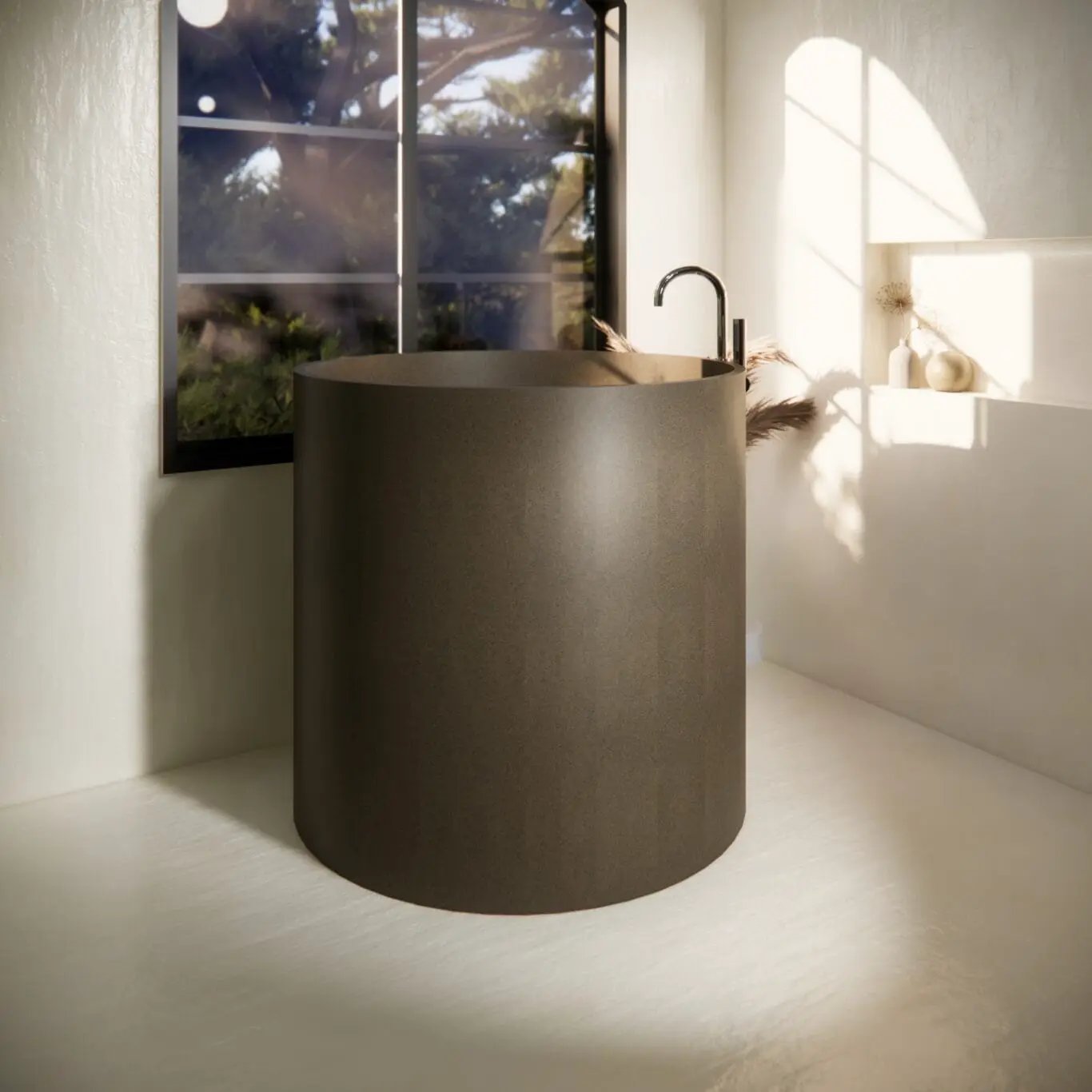 Balux Saka Concrete Freestanding Bathtub by Balux
