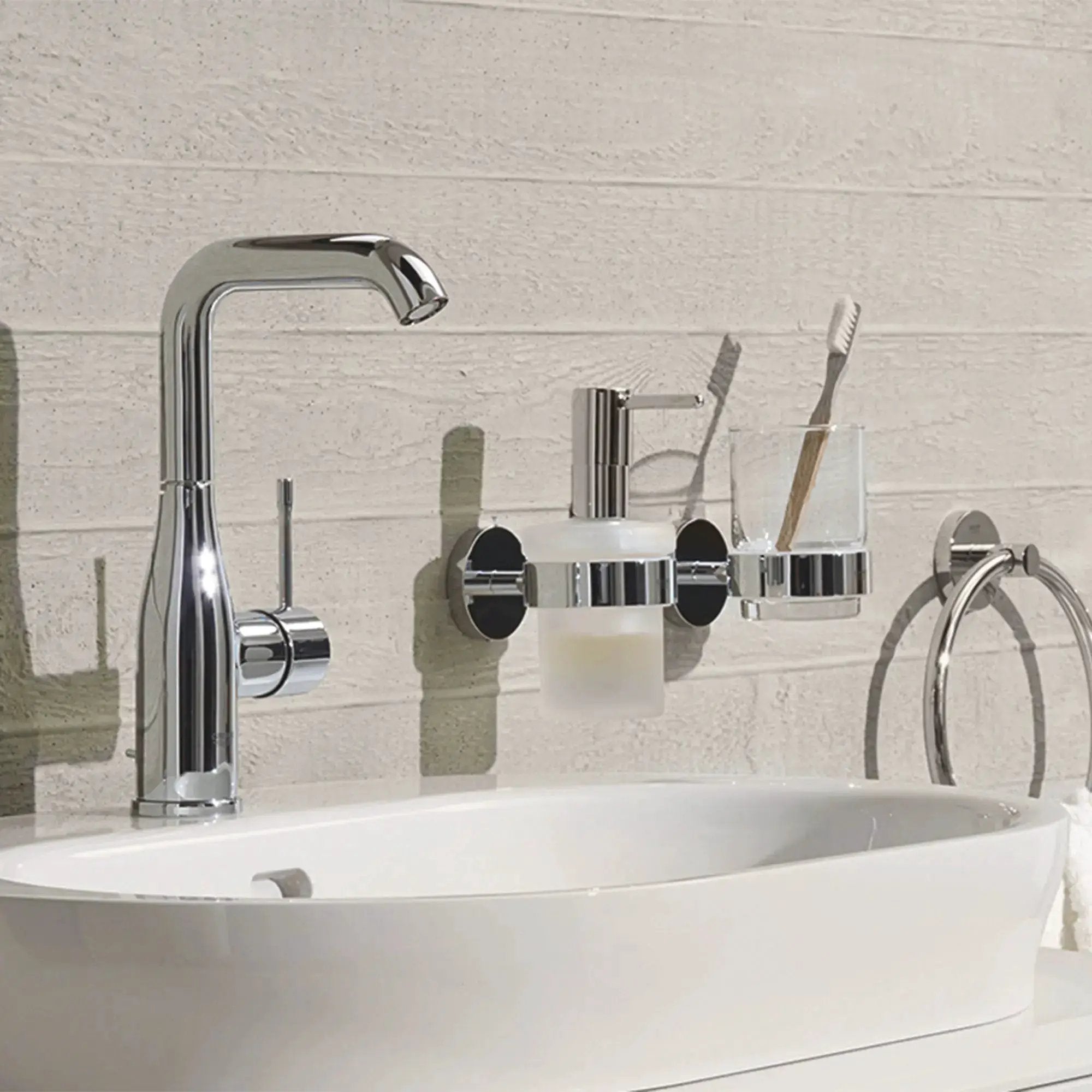 chrome bathroom faucet