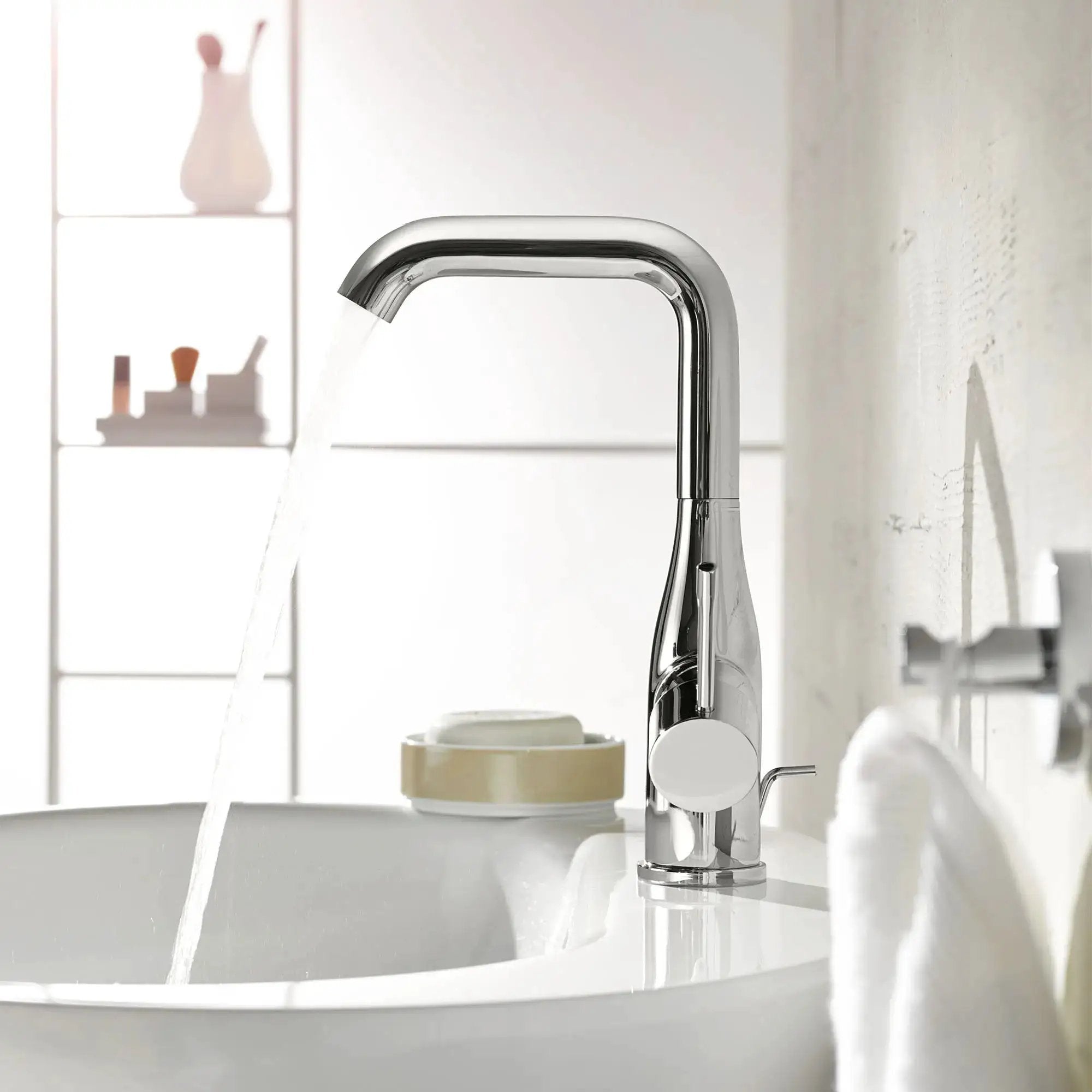 chrome bathroom faucet