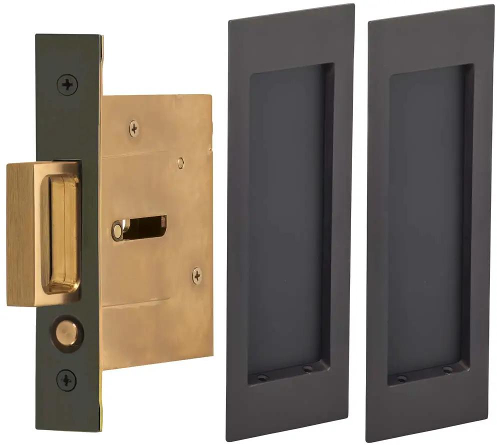 Omnia Solid Brass Modern Rectangular Flush Cup Pocket Door Set by Omnia