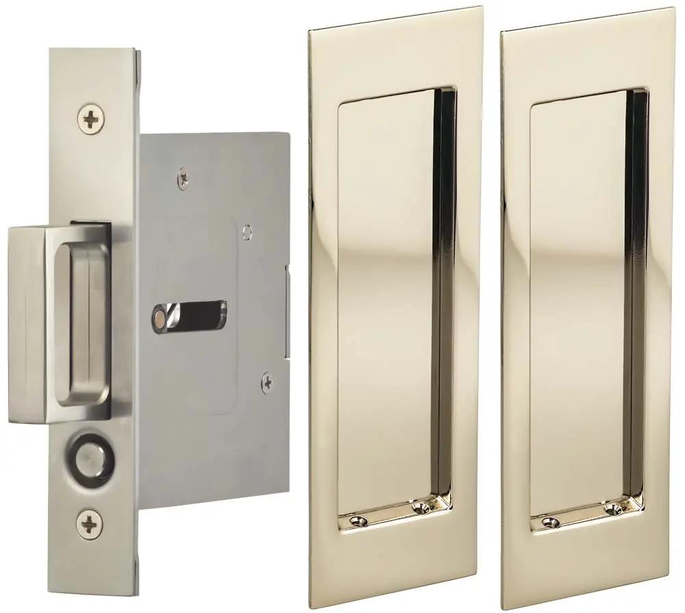 Omnia Solid Brass Modern Rectangular Flush Cup Pocket Door Set by Omnia