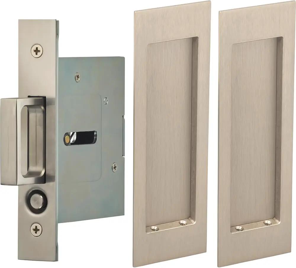 Omnia Solid Brass Modern Rectangular Flush Cup Pocket Door Set by Omnia